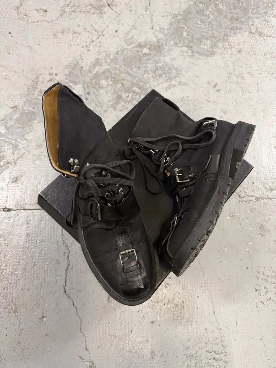 Dries Van Noten 2000s Dries Van Noten Stras Combat Black Leather Boots Size US 12 / EU 45 - 4 Thumbnail