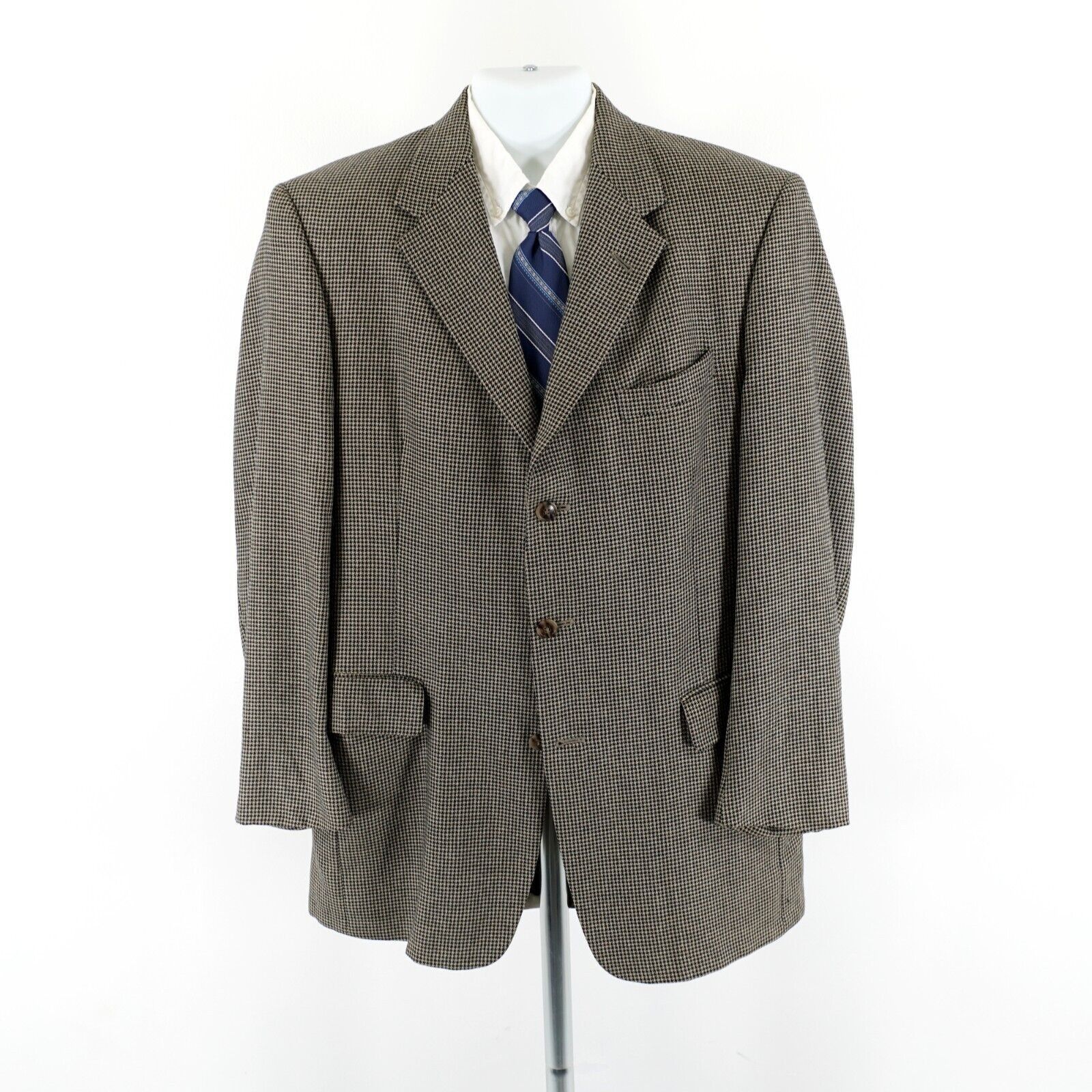 Hart Schaffner Marx Hart Schaffner Marx Parisian Tweed Wool Houndstooth Black Ta Size 42L - 6 Thumbnail