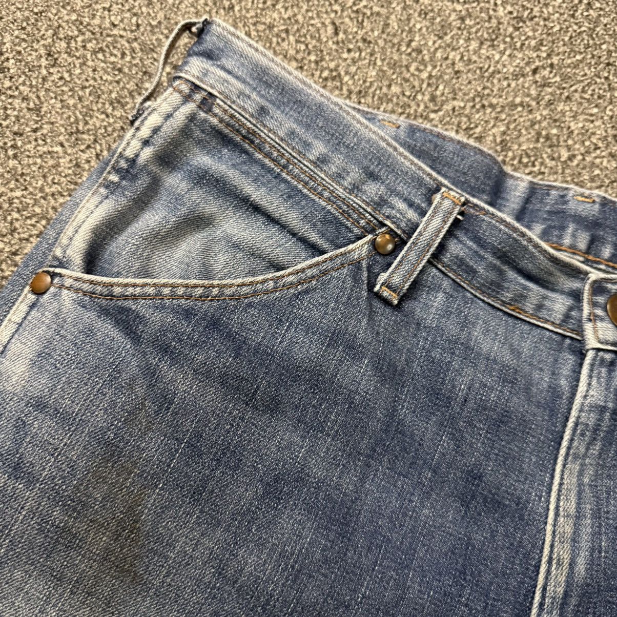 Japanese Brand 🔥 Vintage 80s Wide Leg Wrangler Faded Distressed Denim Size US 36 / EU 52 - 11 Thumbnail