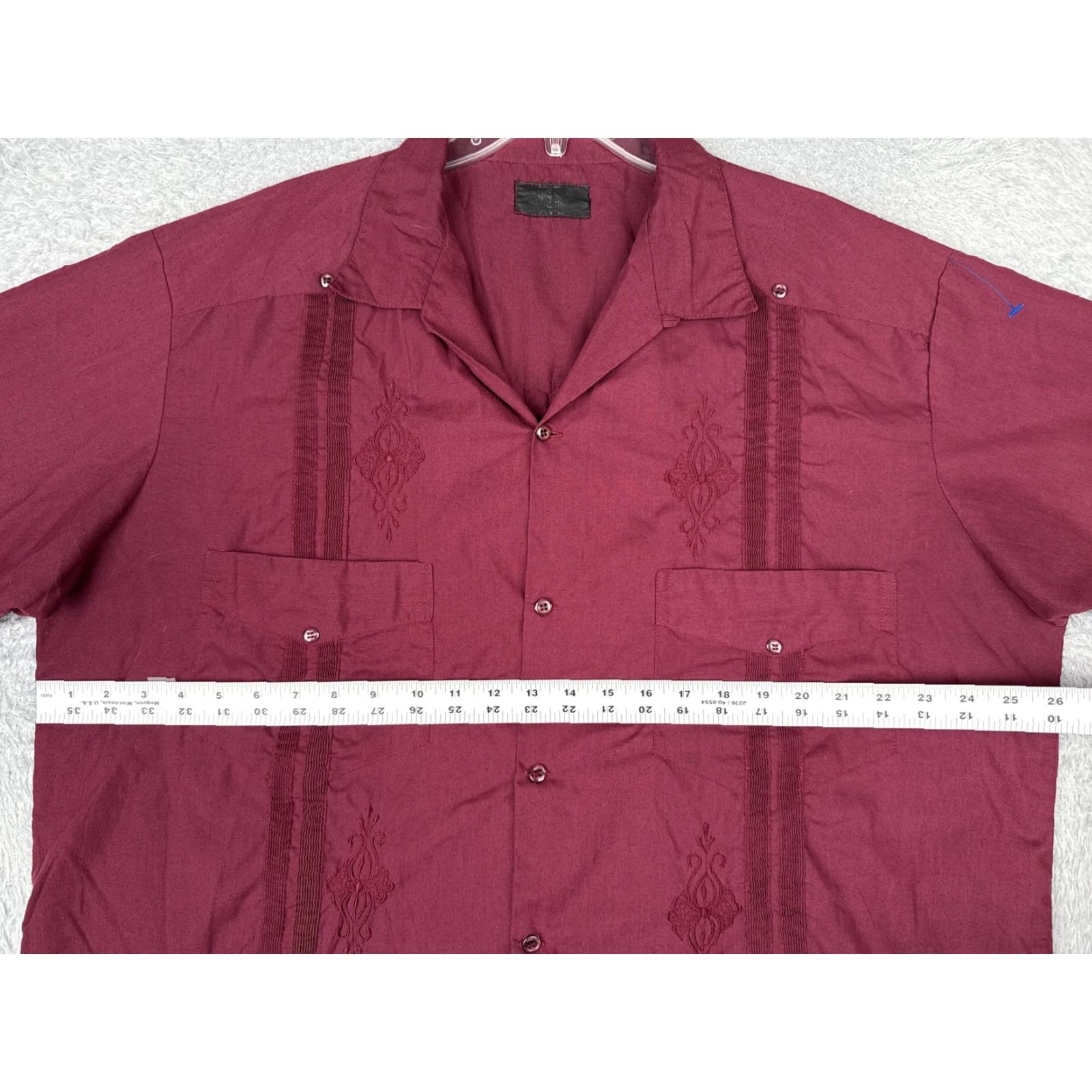 Vintage Guayabera Shirt Mens XL Red Short Sleeve Button Up Embroidered Pockets Casual Size US XL / EU 56 / 4 - 7 Thumbnail