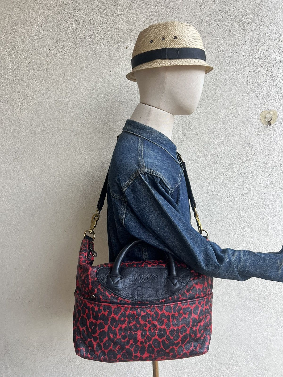 Jas MB Jas - M.B. London Patina Leather Camouflage 2 Way Bag | Grailed