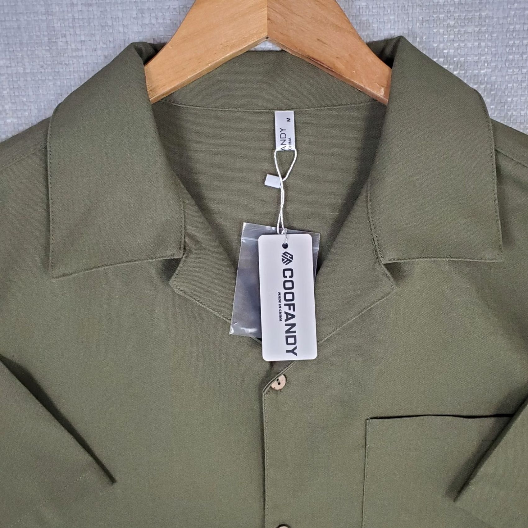 Vintage Coofandy Shirt Mens L Green NEW Size Linen Blend Camp Army Size US L / EU 52-54 / 3 - 3 Thumbnail