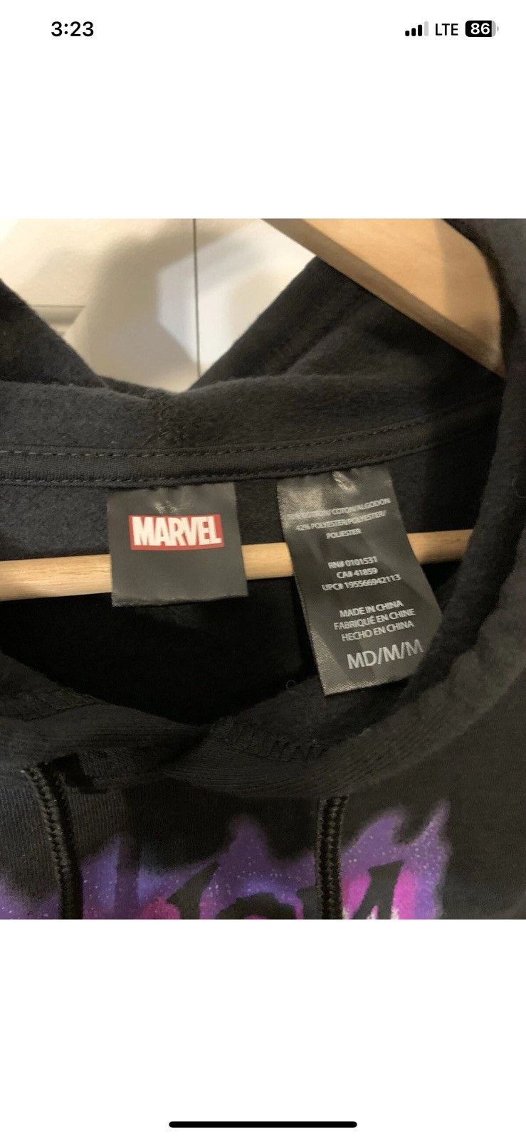 Marvel Comics Marvel Venom mens sz M hoodie black purple Size US M / EU 48-50 / 2 - 2 Thumbnail