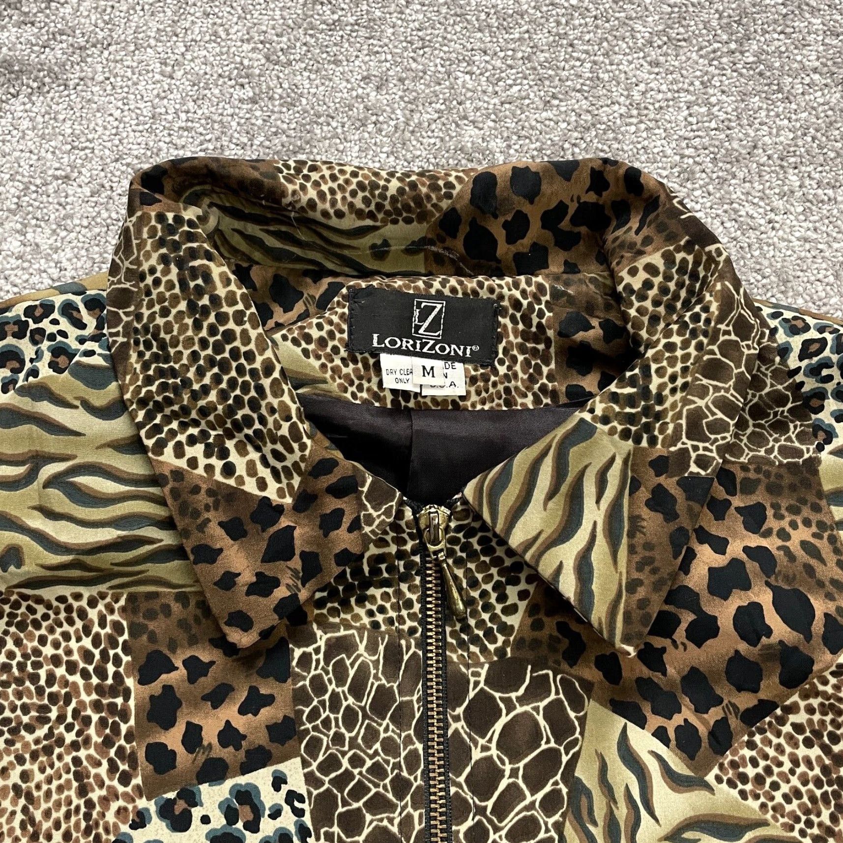 Vintage VINTAGE Lorizoni Coat Jacket Womens Medium Brown Animal Print Full Zip Lined Size M / US 6-8 / IT 42-44 - 4 Thumbnail