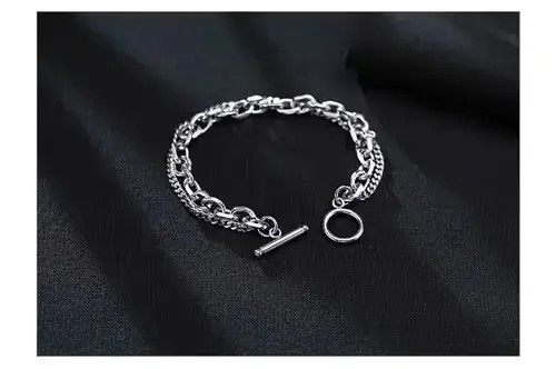 Bead Bracelet x Jewelry 19Cm Doube Chains Bracelets in Silver, Men's