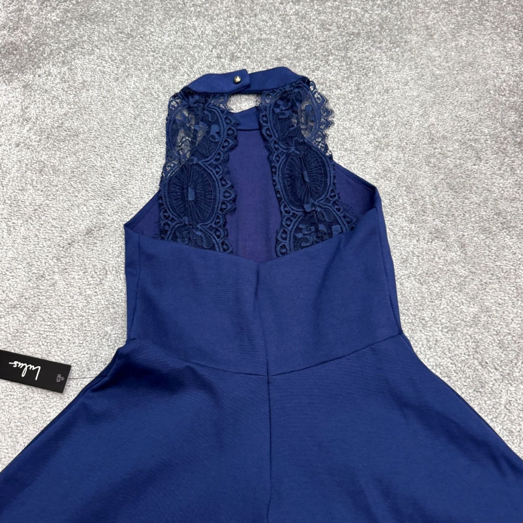 Lulus Lulus Lace Halter A-Line Mini Dress Womens Small Navy Blue Sleeveless Party NWT Size S / US 4 / IT 40 - 3 Thumbnail