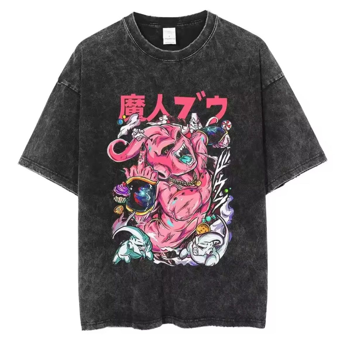 Japanese Brand Y2K Pink Anime Dragon Ball Monster Print Washed T-Shirt Size US M / EU 48-50 / 2 - 1 Thumbnail