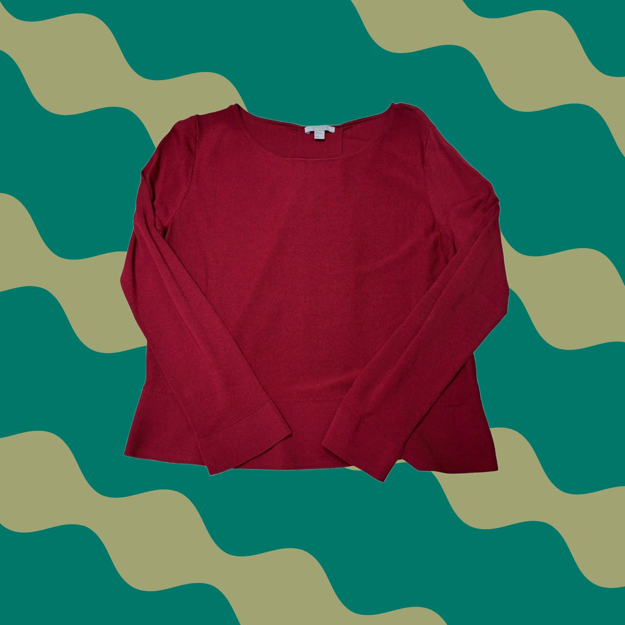 Cos COS Burgundy Red Open Back Top Long Sleeve Peplum Hem Womens Size M Size M / US 6-8 / IT 42-44 - 1 Thumbnail