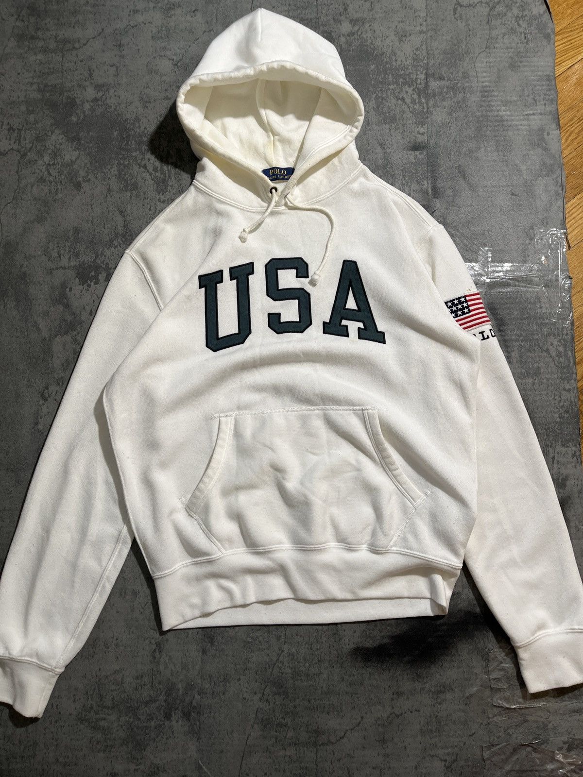 Polo Ralph Lauren Vintage 2000s Polo Ralph Lauren USA Flag Spell Out Hoodie Size US M / EU 48-50 / 2 - 5 Thumbnail