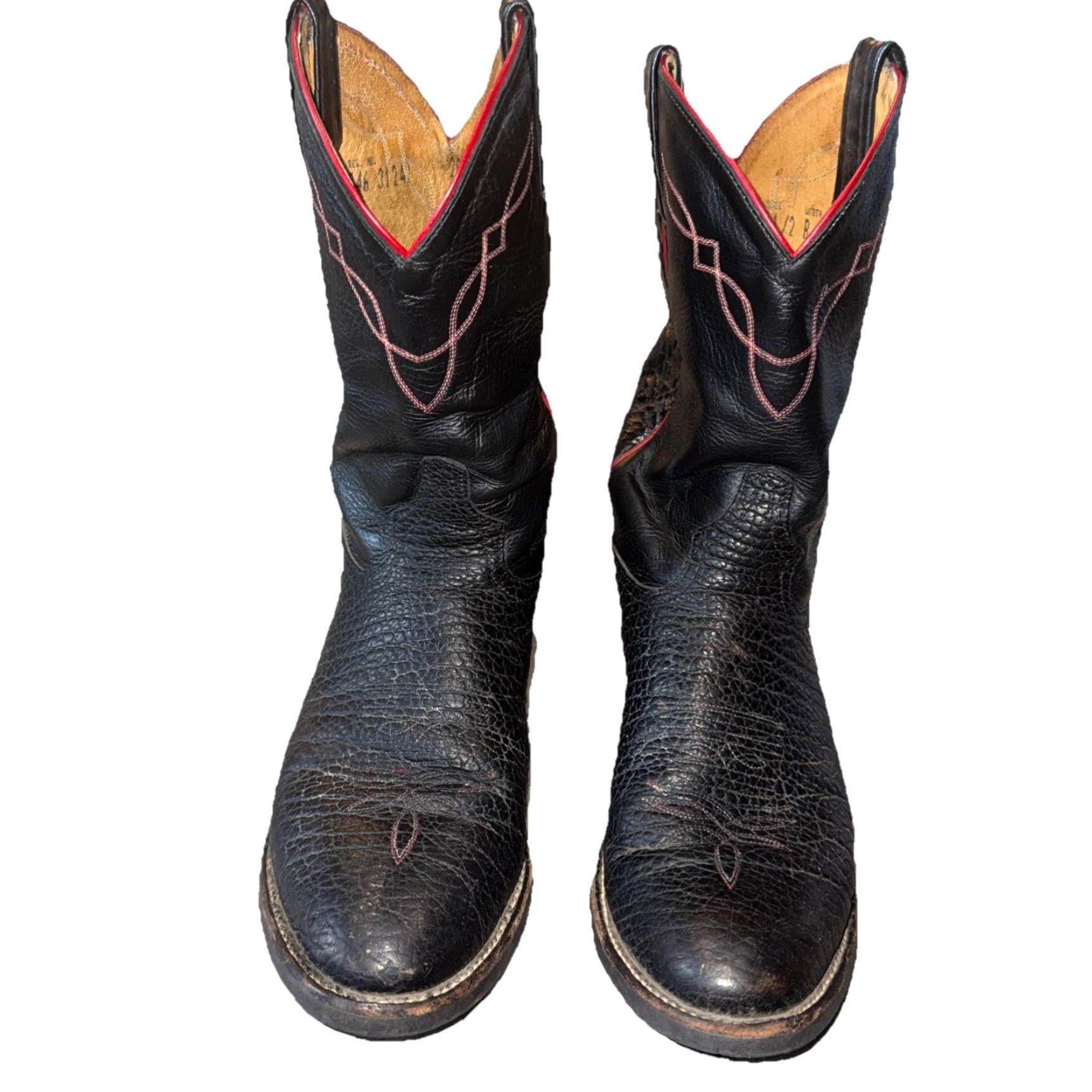Tony Lama Tony Lama Western Cowboy Boots 9.5 B USA Men Leather Black Red Trim Embroidered Vibram Outsole Western 2022 Boot Size US 10 / EU 43 - 5 Thumbnail
