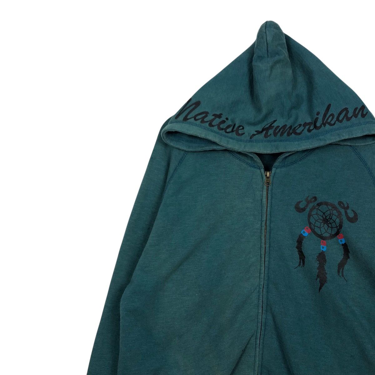 Japanese Brand Vintage LockHeaven Teal Zip Hoodie Embroidered Dreamcatcher Size US L / EU 52-54 / 3 - 8 Thumbnail