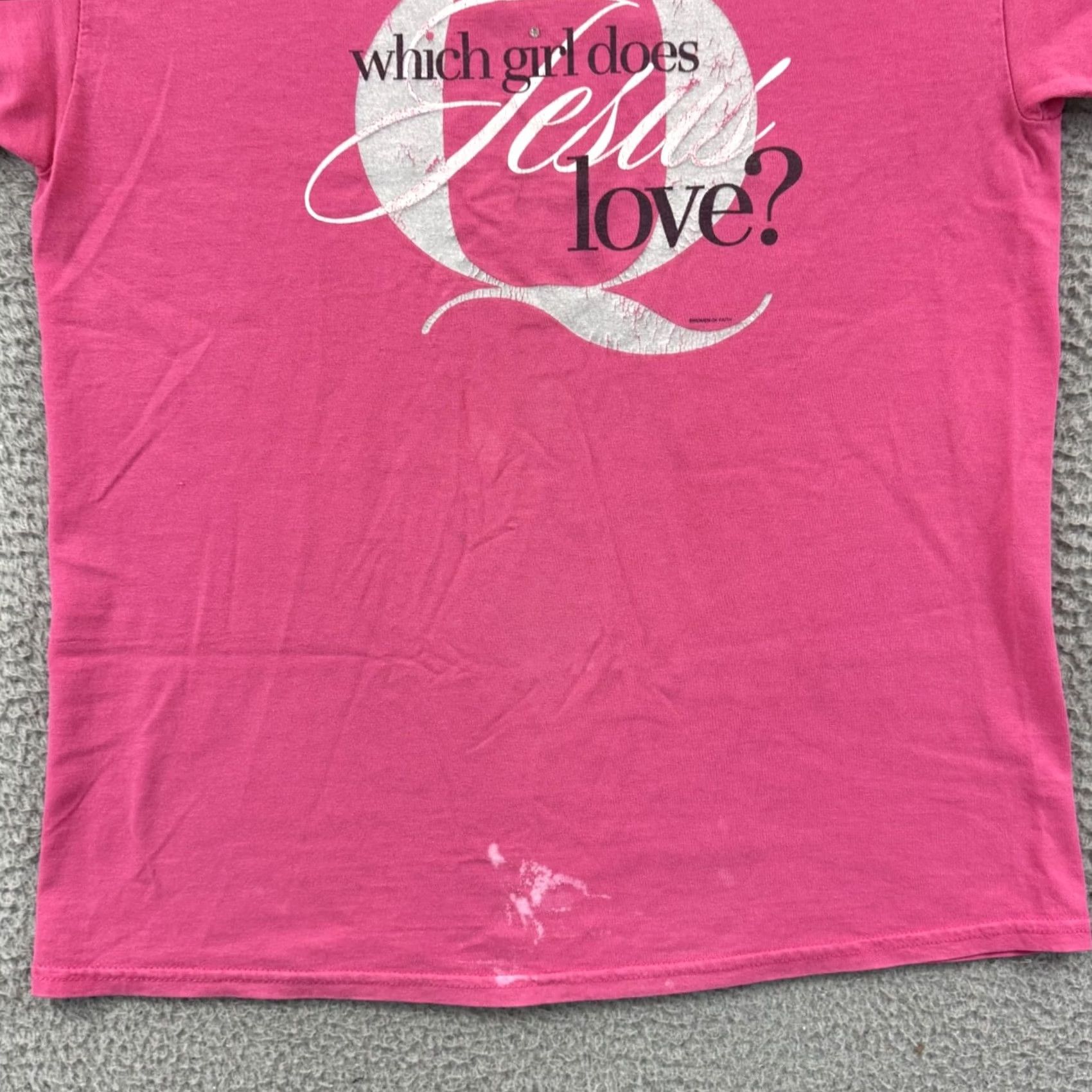 Gildan VINTAGE Jesus Religious Shirt Adult Large Pink Jeremiah 31:3 Christian Y2K USA Shirt Size US L / EU 52-54 / 3 - 2 Thumbnail