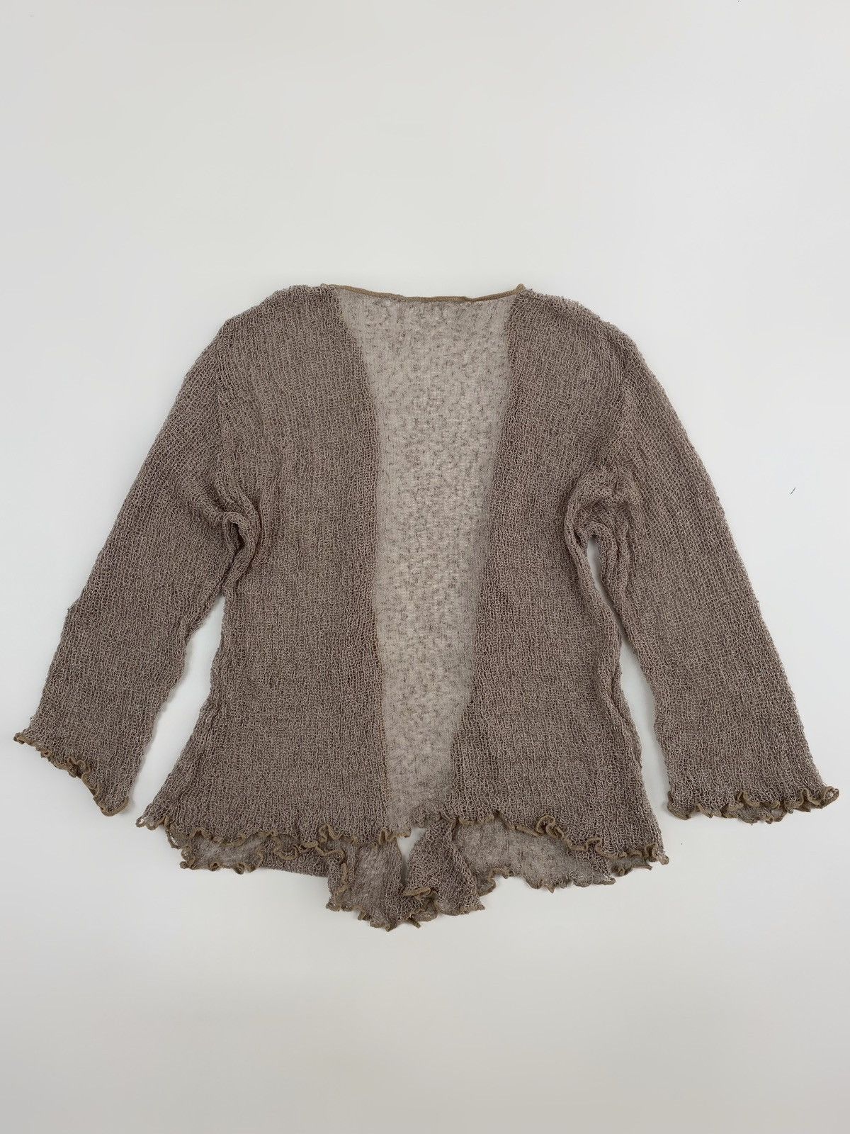 Vintage Y2K Vintage Beige Mesh Knit Wrap Bolero Shrug Top Cardigan Size ONE SIZE - 7 Thumbnail