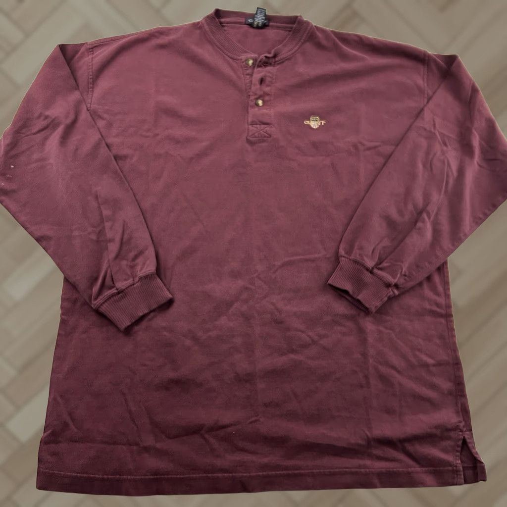 Gant GANT Long Sleeve Button-Up Henley Shirt XL Mens Maroon Red Vintage Shirt Mens XL Henley Button-Up Sleeve Long Sleeve Size US XL / EU 56 / 4 - 1 Thumbnail