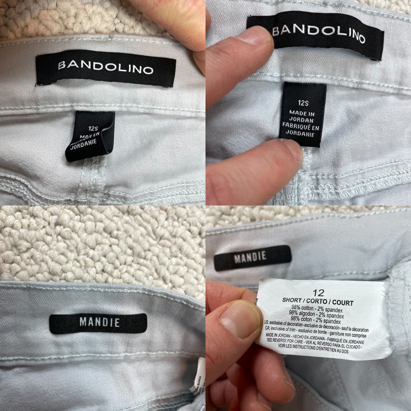 Vintage Bandolino Jeans Womens 12S Short Gray Mandie Flat Front Straight Leg High Rise Size 34" / US 12 / IT 48 - 8 Thumbnail