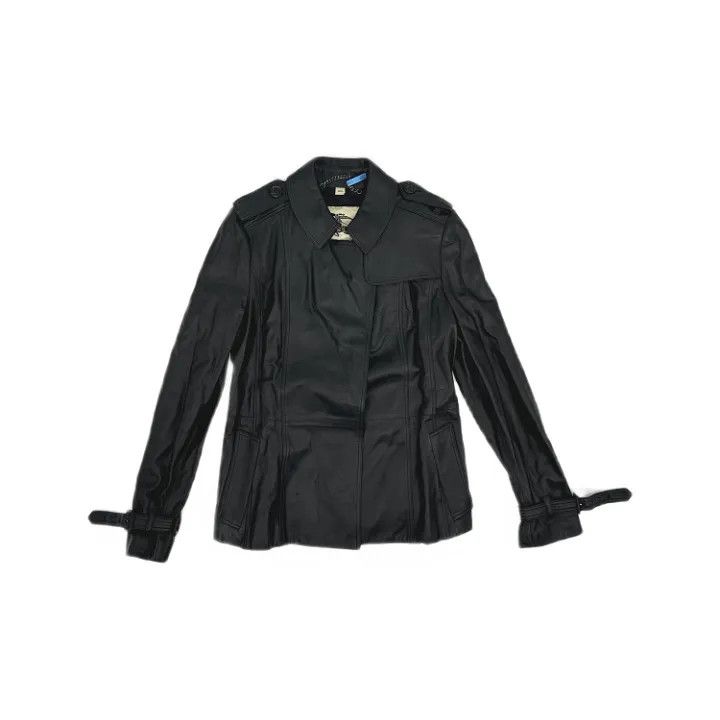 Burberry Burberry Stylish Solid Black Leather Jacket Size US L / EU 52-54 / 3 - 1 Thumbnail