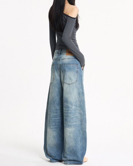 Japanese Brand American retro washed baggy cutaway jeans for men Size US 32 / EU 48 - 5 Thumbnail