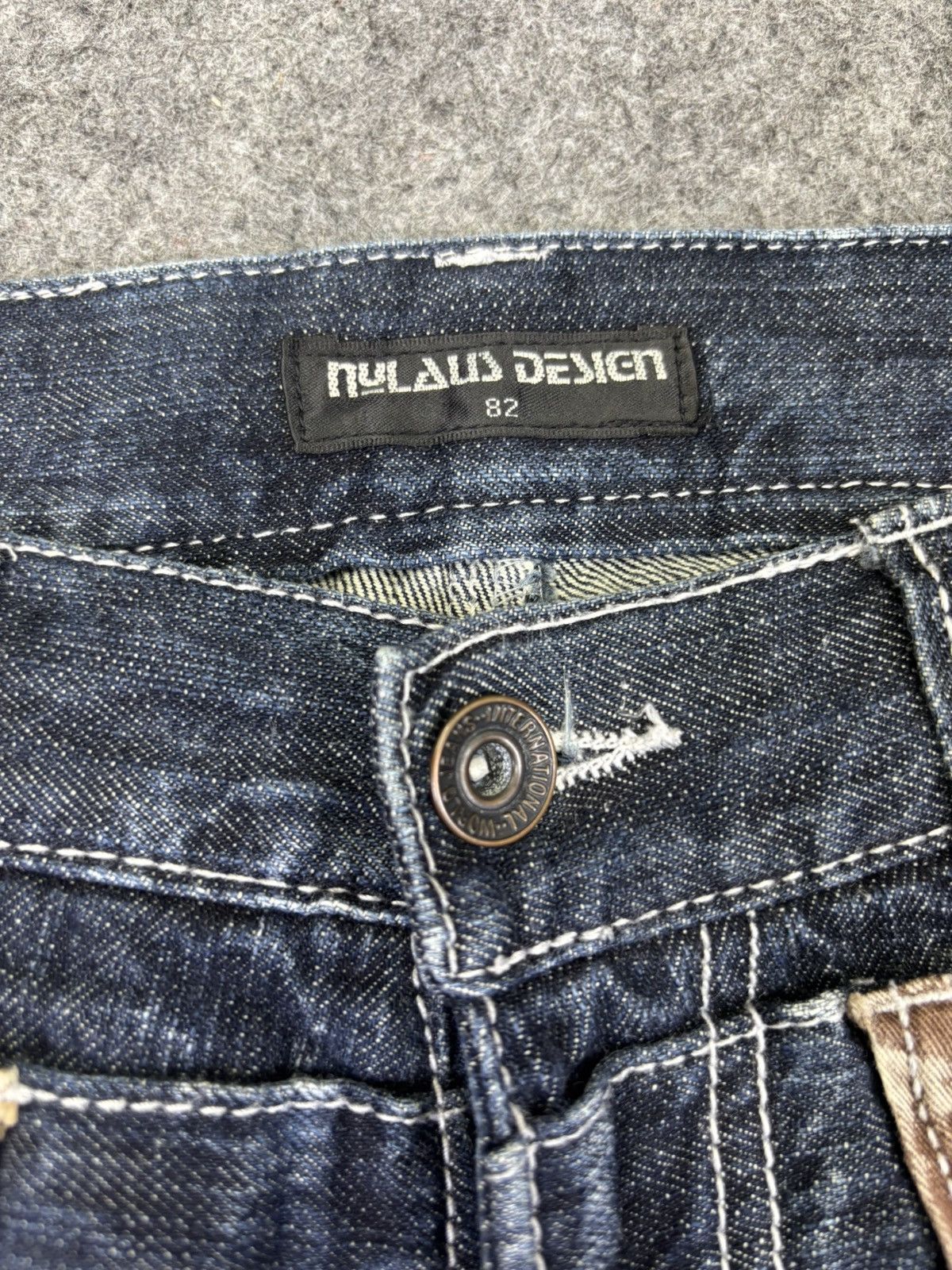 Japanese Brand 💥Double Waist💥Nylaus Crazy Crack FadesDouble Waist Denim K27 Size US 32 / EU 48 - 6 Thumbnail