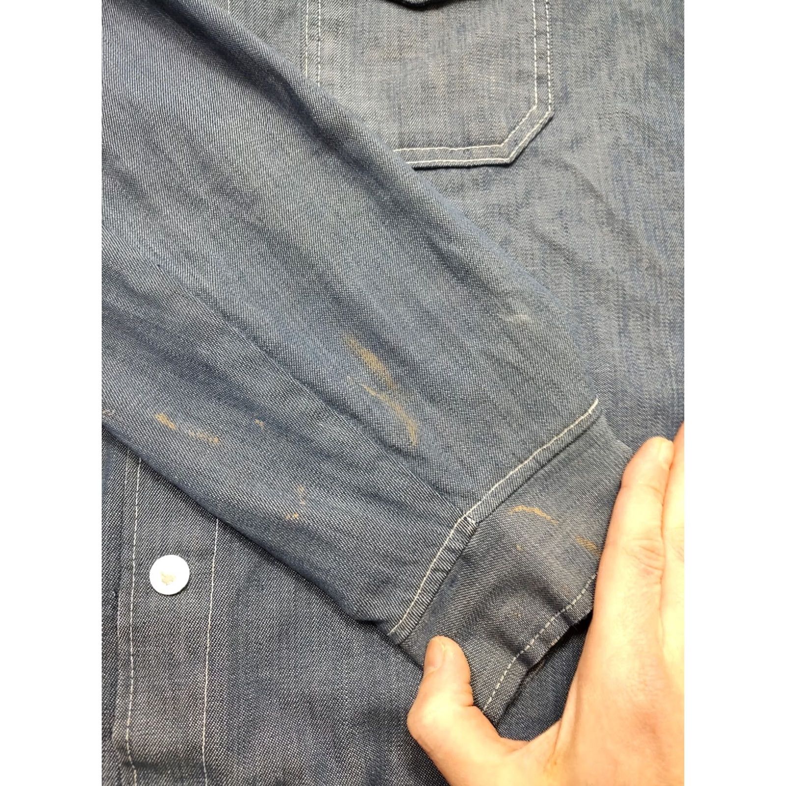 Denime VINTAGE Denim Chore Jacket XL Men Mid-Length Snap Button Military Style Workwear USA 80s Blue Size US XL / EU 56 / 4 - 6 Thumbnail