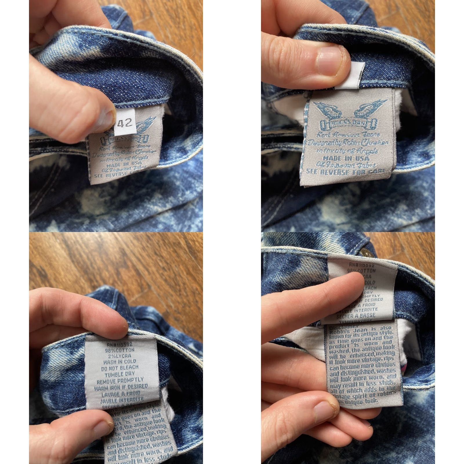 Vintage Robins Jeans Mens 42 Embellished Studded Long Flap Pocket Blue Acid Wash Denim Jeans 5-Pocket Design Straight Mens Size US 42 / EU 58 - 9 Thumbnail