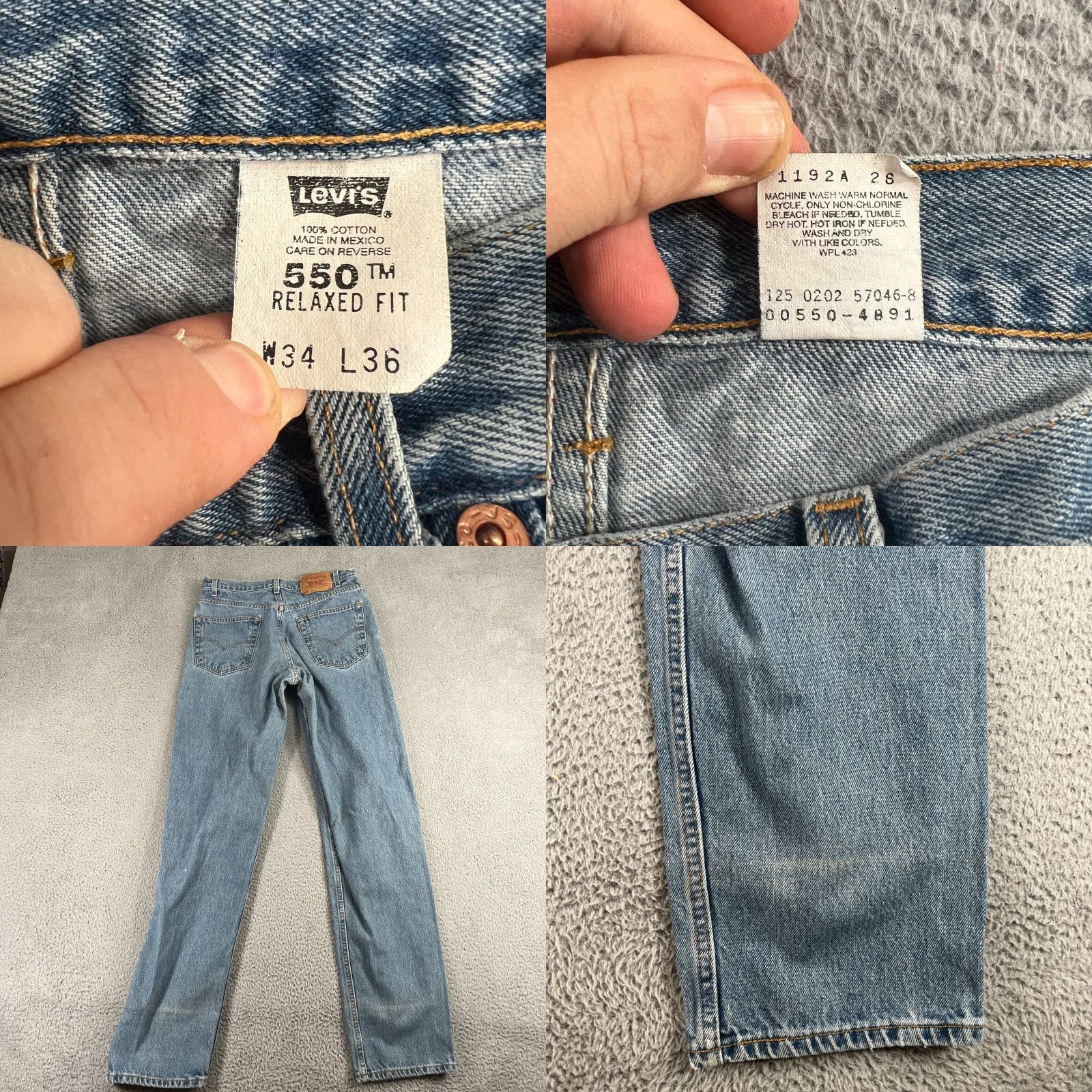 Vintage VINTAGE Levi’s Jeans Mens 34x36 Levis 550 90s Grunge Black Blue Denim Relaxed Straight Size US 34 / EU 50 - 8 Thumbnail