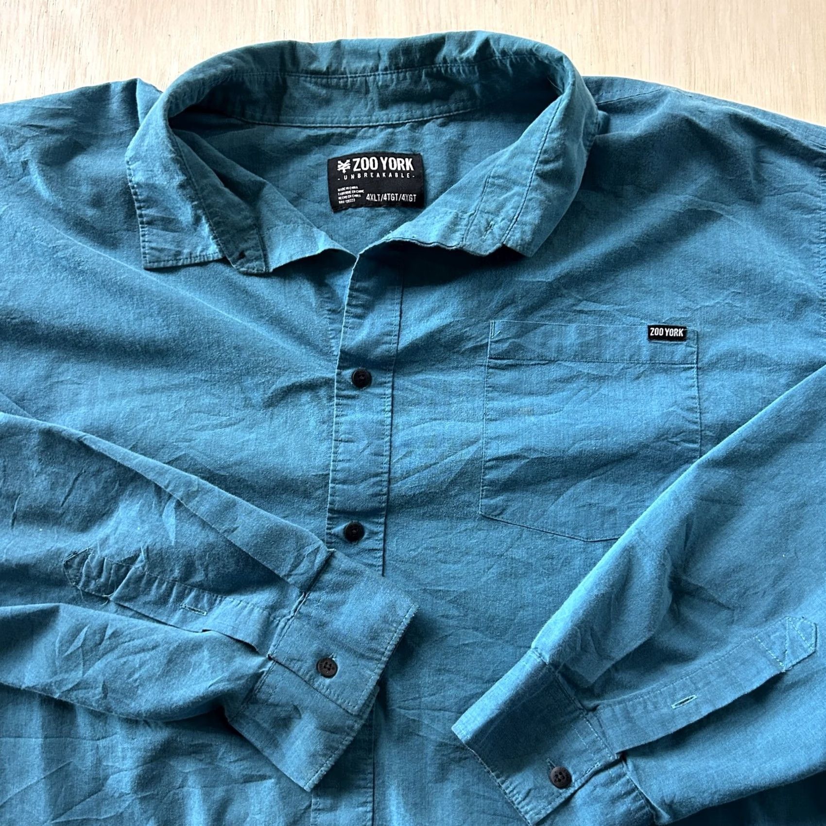 Zoo York VINTAGE Zoo York Shirt Mens 4XLT Blue Solid Long Sleeve Button Up Skatewear Casual Size US XXL / EU 58 / 5 - 3 Thumbnail