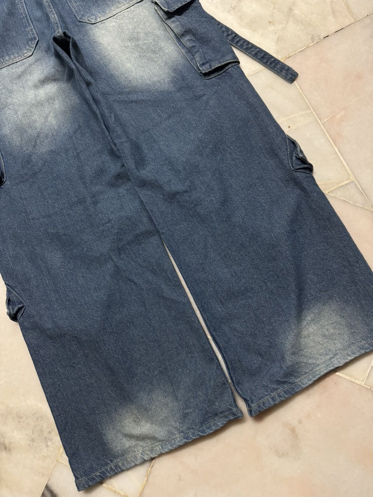 20471120 💥Insane Baggy💥NJ SUPER BAGGY POCKET BUSHPANTS BLEACH DENIM Size US 32 / EU 48 - 14 Thumbnail