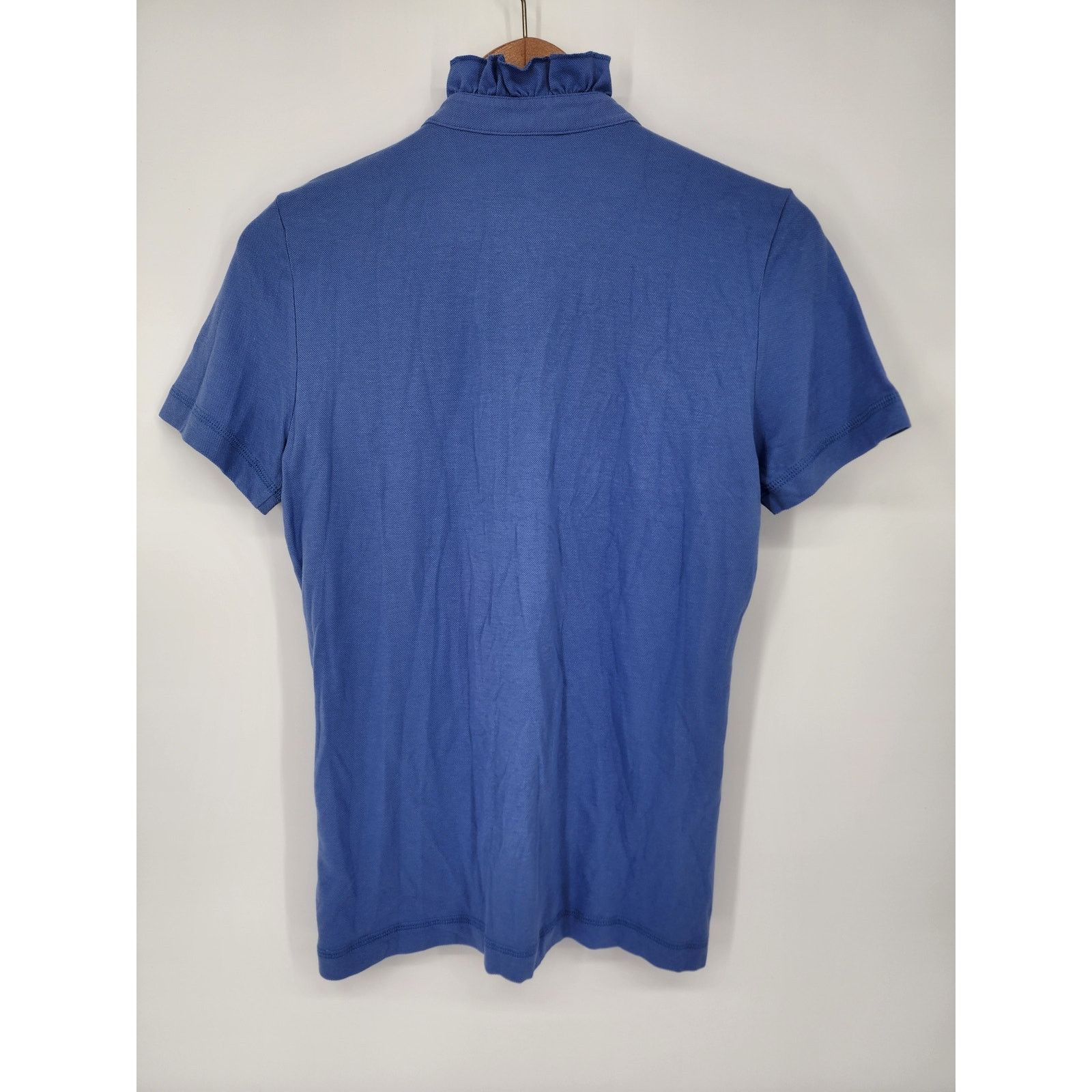 Tory Burch Tory Burch Blue Lydia Ruffle Polo Shirt Women's Size Medium Size M / US 6-8 / IT 42-44 - 5 Thumbnail