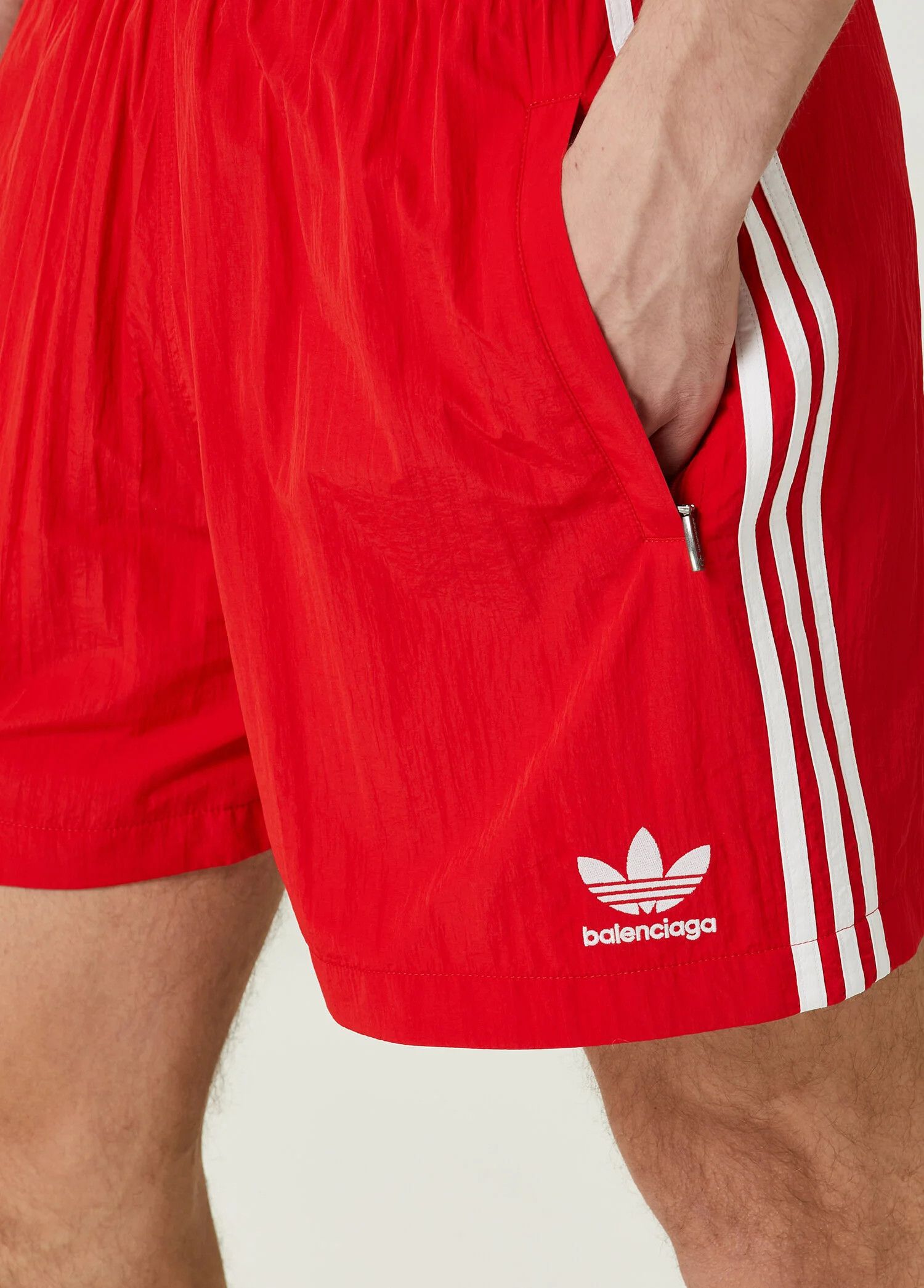 Adidas × Balenciaga BALENCIAGA X ADIDAS red technical fabric tracksuit shorts 34 Size US 34 / EU 50 - 4 Thumbnail