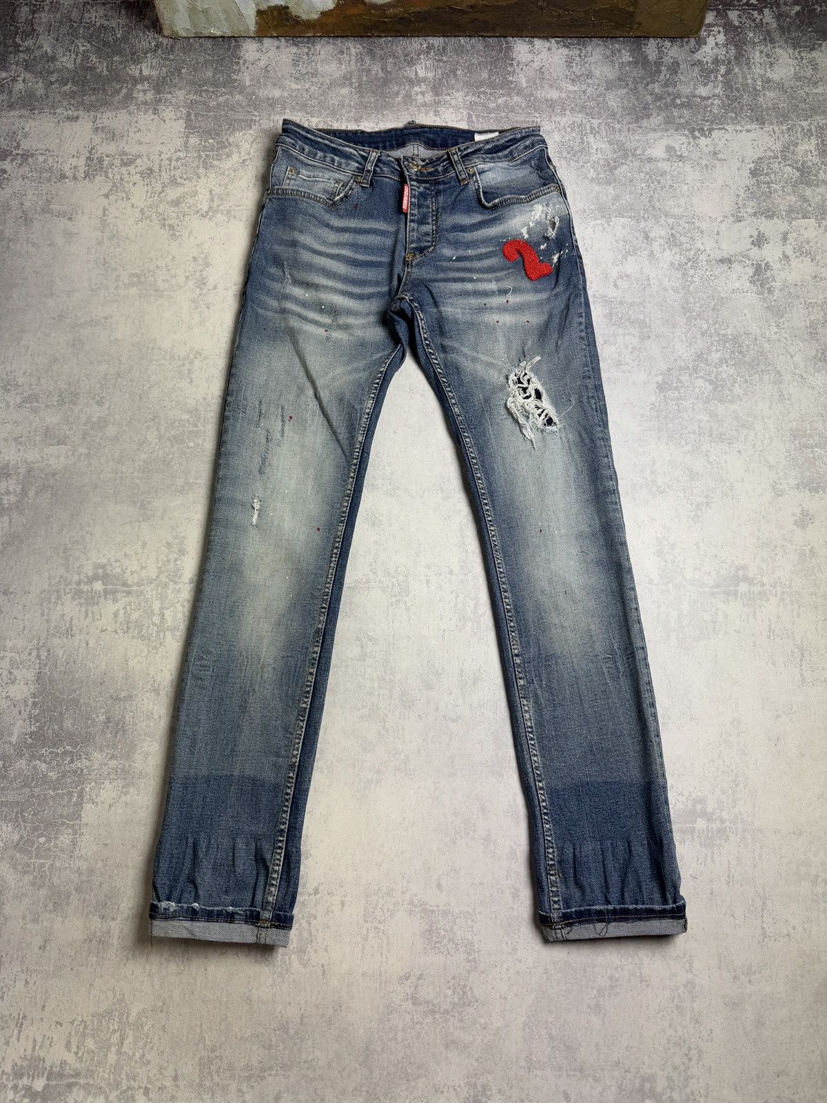 Dsquared2 Distressed Zipper Tidy Biker Y2K Japanese Jeans
