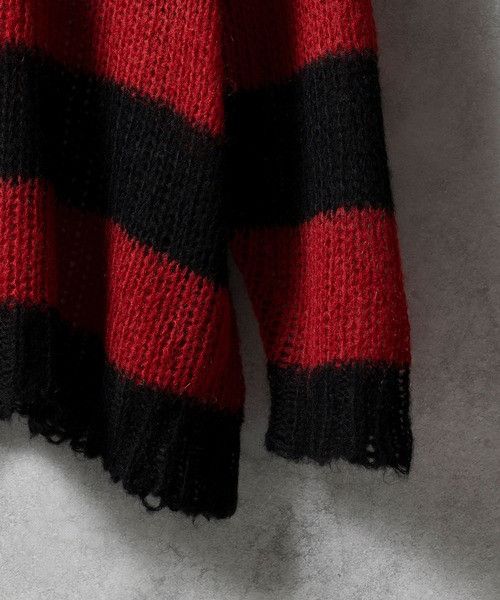 Number (N)ine number nine MOHAIR MESH WIDE STRIPED KNIT
