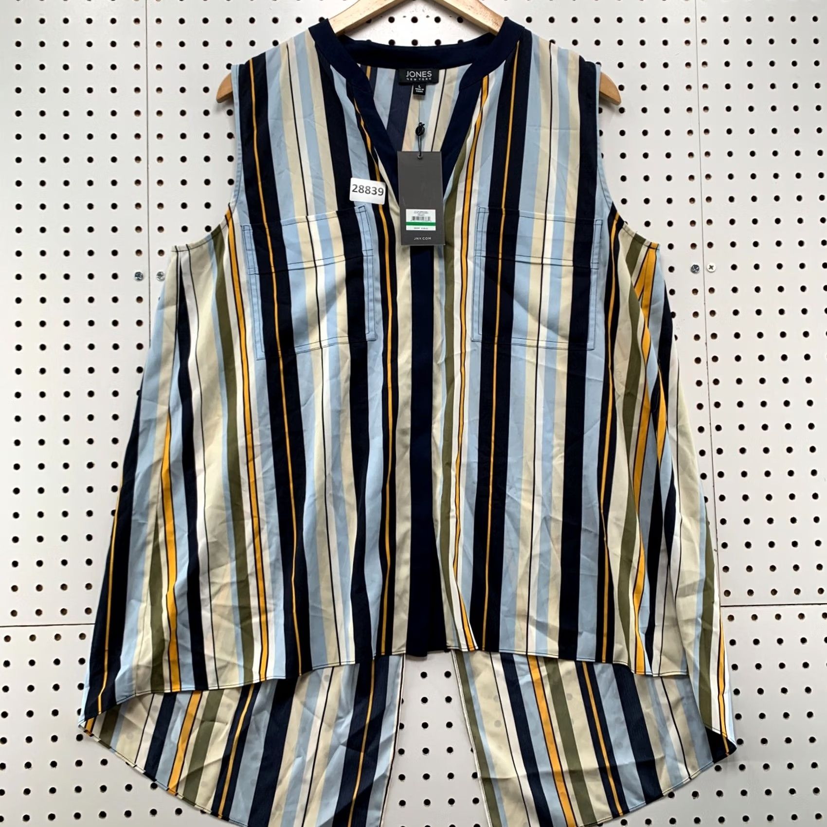 Jones New York Jones New York Sleeveless Blouse Womens Large Striped Open Back NWT 21.5X25 Size L / US 10 / IT 46 - 2 Thumbnail