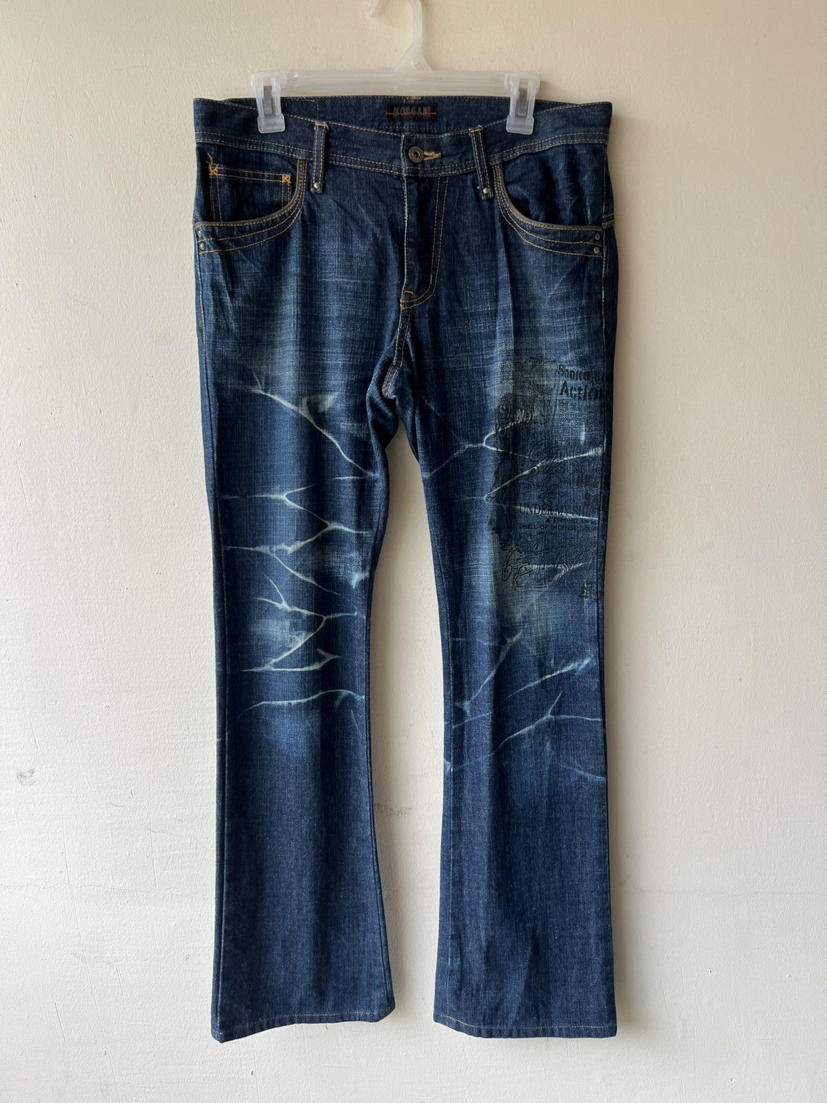 Morgan Homme RARE Morgan Homme Japan Distressed Denim Flare Jeans Size US 31 - 17 Thumbnail