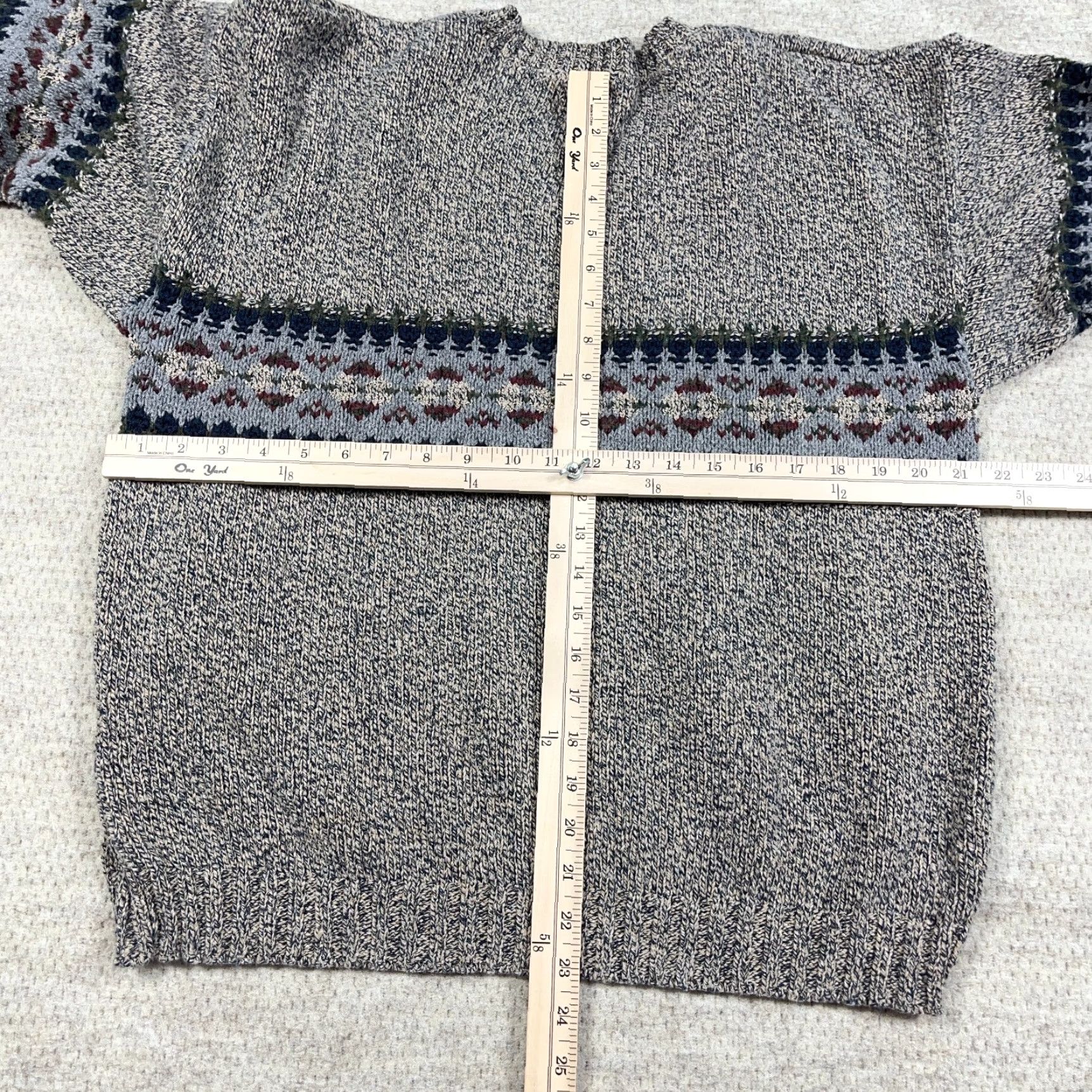 Vintage VINTAGE St. John's Bay Sweater Men L Gray V-Neck Heavy Knit 90s Nordic USA Made Size US L / EU 52-54 / 3 - 5 Thumbnail