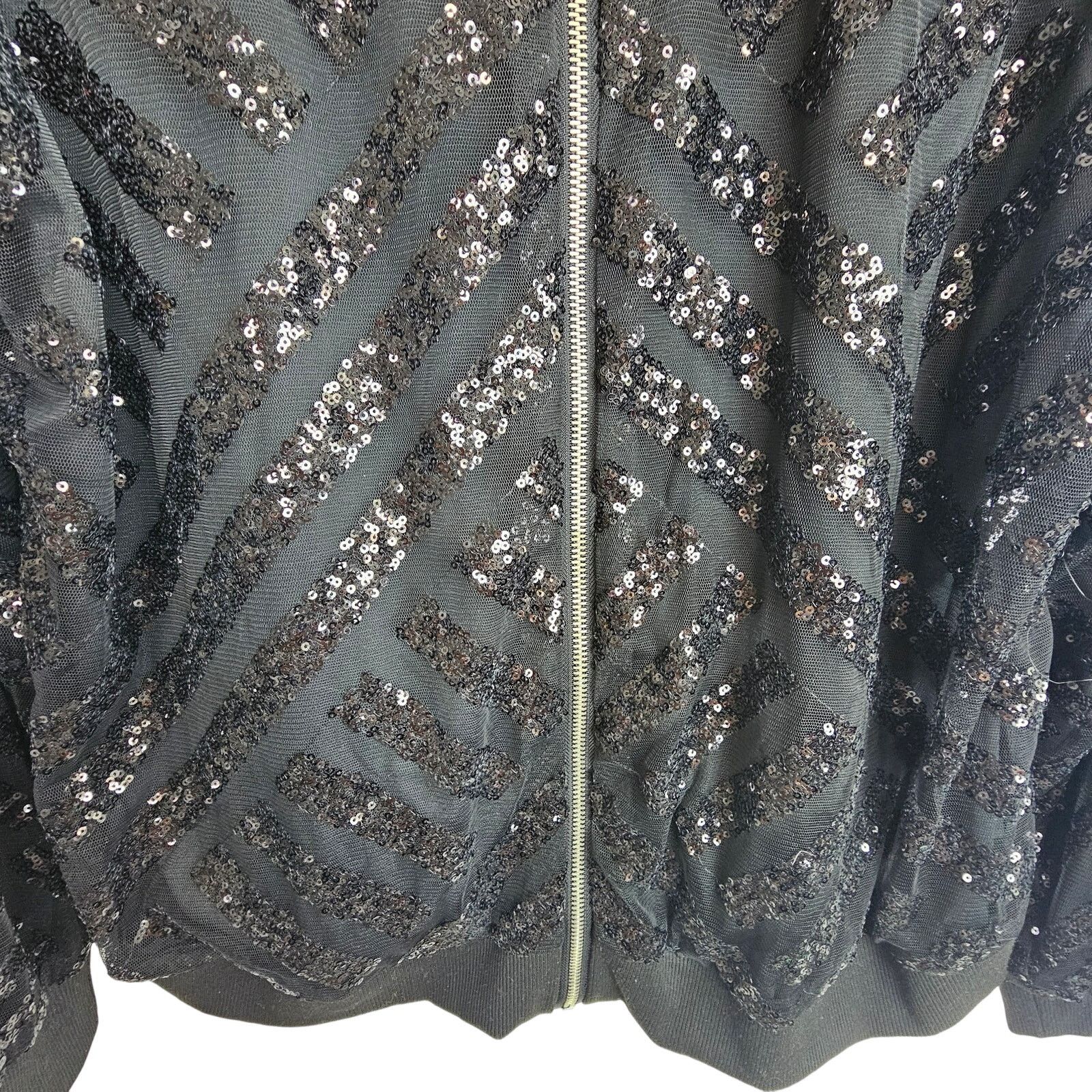 Corridor Torrid Jacket Women 1X Black Mesh Sequin Bomber Jacket Size XL / US 12-14 / IT 48-50 - 3 Thumbnail