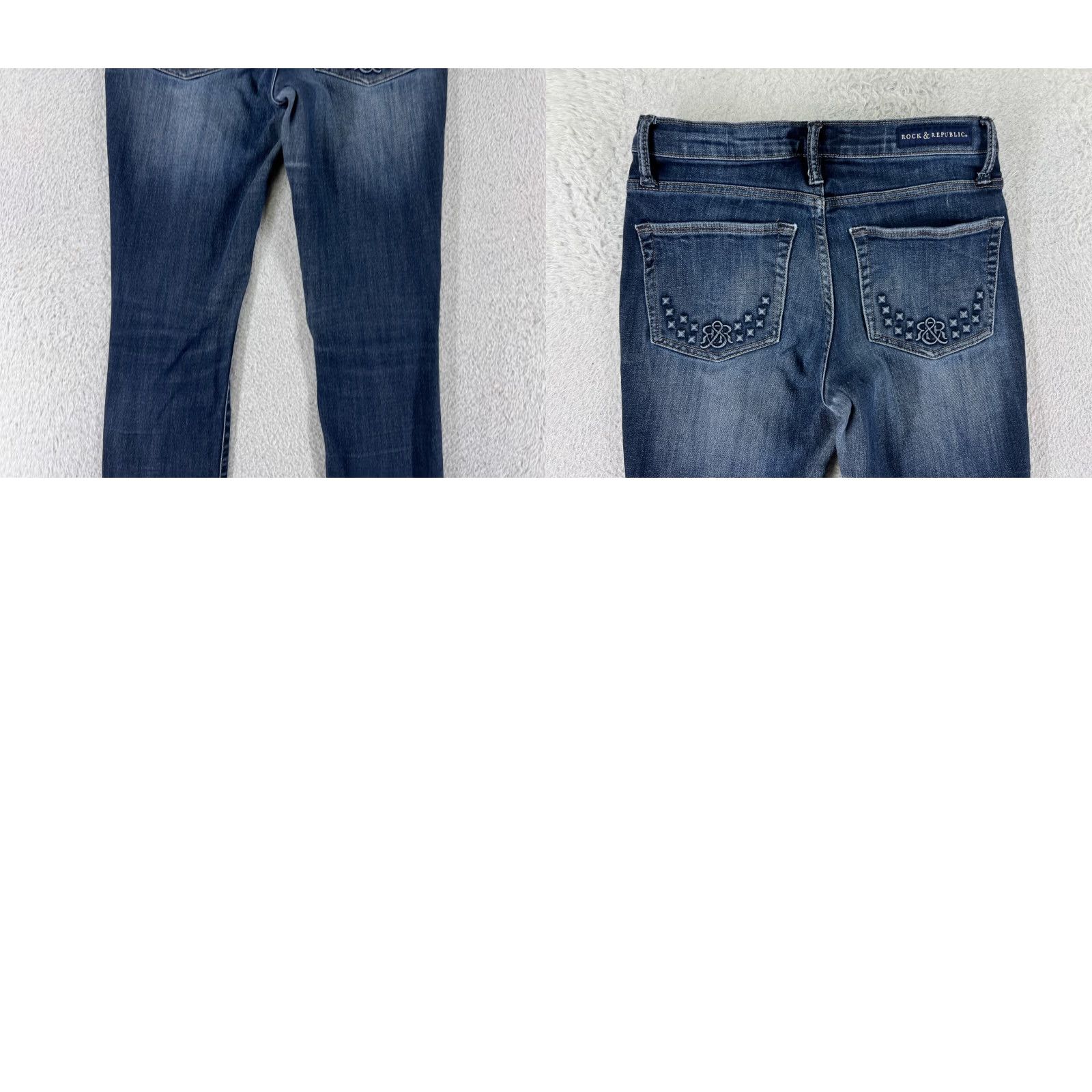Vintage Rock & Republic Jeans Womens Regular 29 Black Denim 5-Pocket Straight Mid Rise Size 29" - 9 Thumbnail