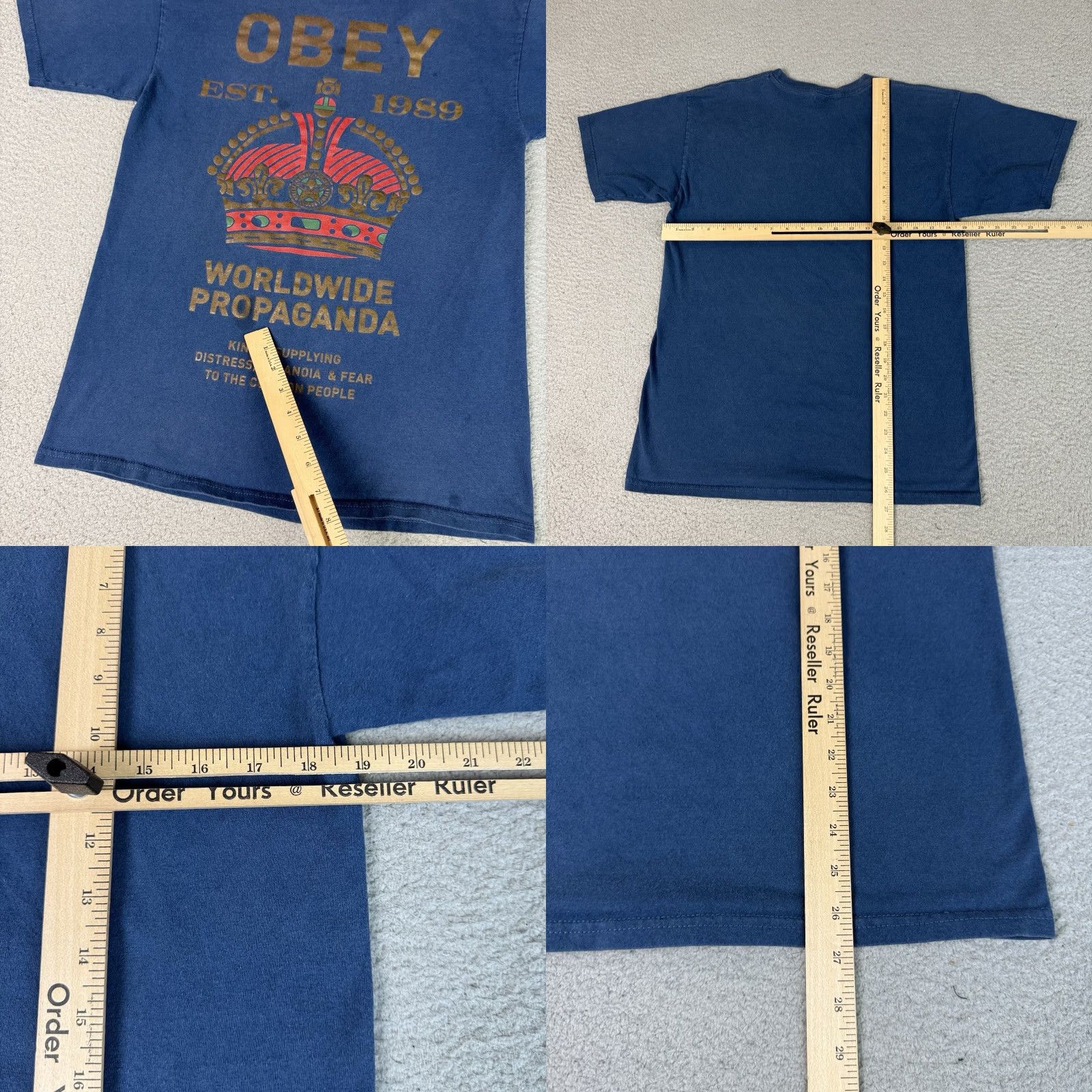 Obey VINTAGE OBEY Shirt Mens M Blue Propaganda Crown Logo Graphic Skate Punk Y2K 2000s USA Decade Retro Hip Hop Size US M / EU 48-50 / 2 - 8 Thumbnail