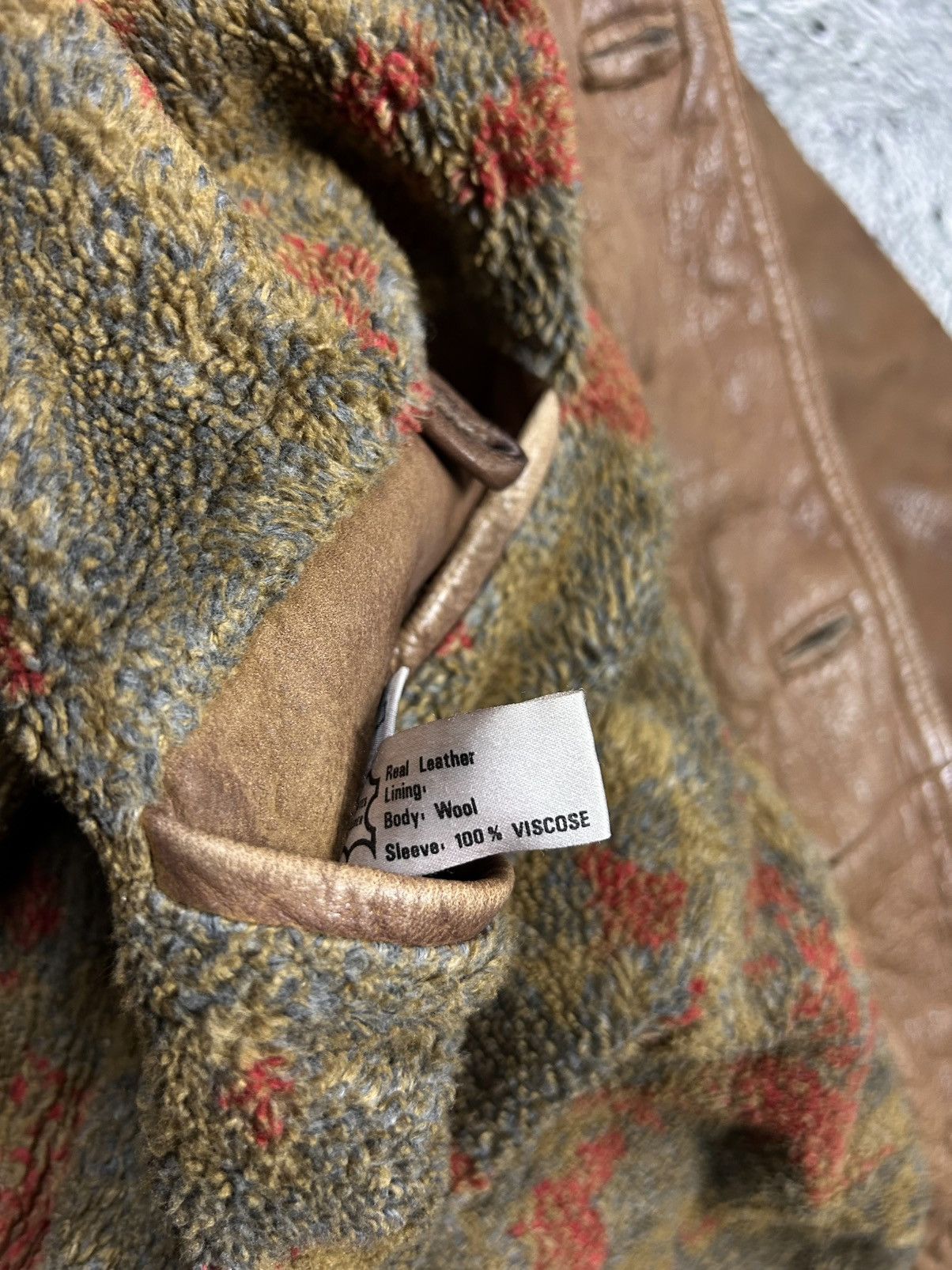 Vintage Vintage Leather Jacket Wool Lining Viscose Brown FourX Size US L / EU 52-54 / 3 - 9 Thumbnail
