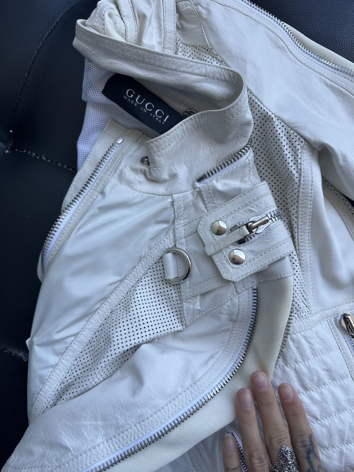 Gucci × Tom Ford × Vintage Gucci By Tom Ford 2003 Ivory leather Moto jacket galliano Size S / US 4 / IT 40 - 6 Thumbnail