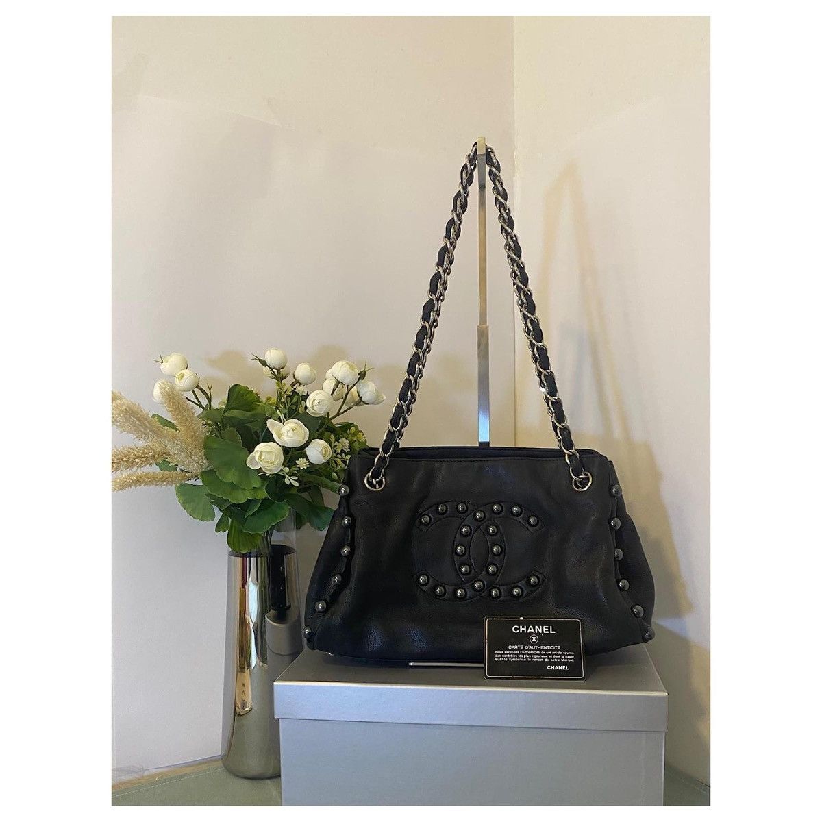 Chanel Chanel Small Black Soft Lambskin Leather Pearl Bag Size ONE SIZE - 2 Thumbnail