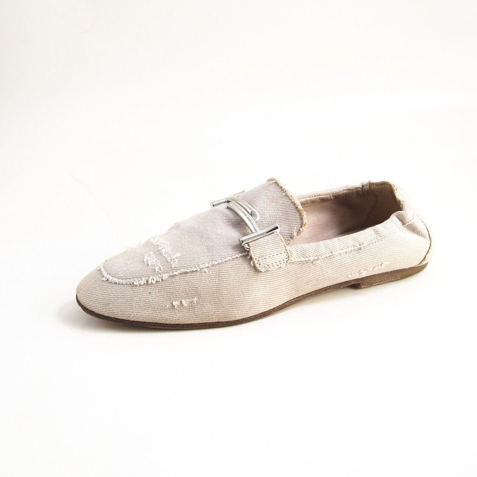 Tod's Tod's TT Loafers Mules Beige Denim Distressed EU 37 US 7 Size US 7 / IT 37 - 2 Thumbnail