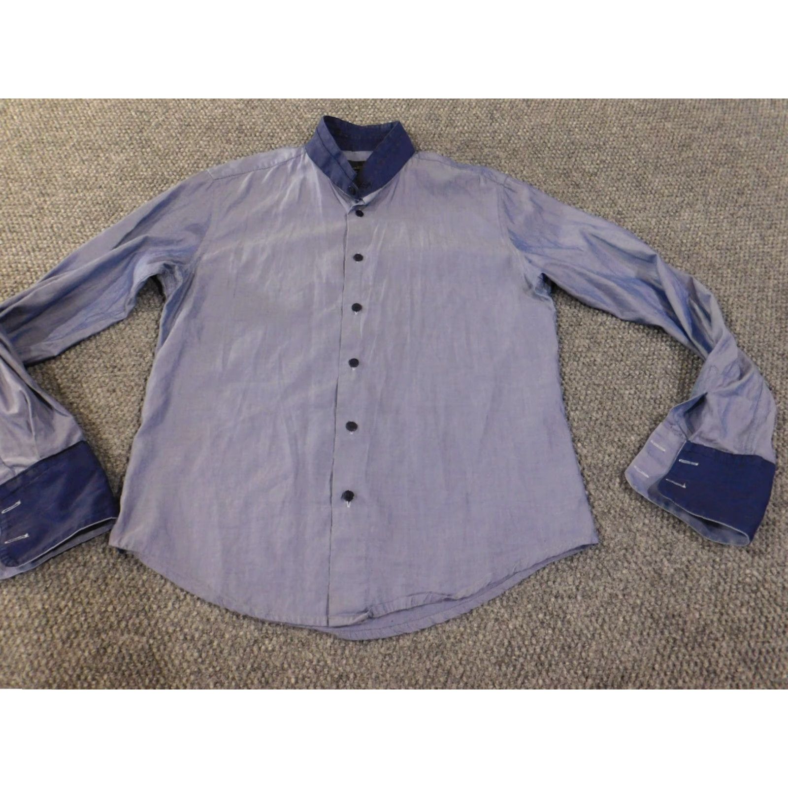 Zara Zara Shirt Button-Up Slim Fit Geometric Pattern Blue Mens M Casual Knitted Cotton Button-Down Collar Pockets Logo Size US M / EU 48-50 / 2 - 4 Thumbnail