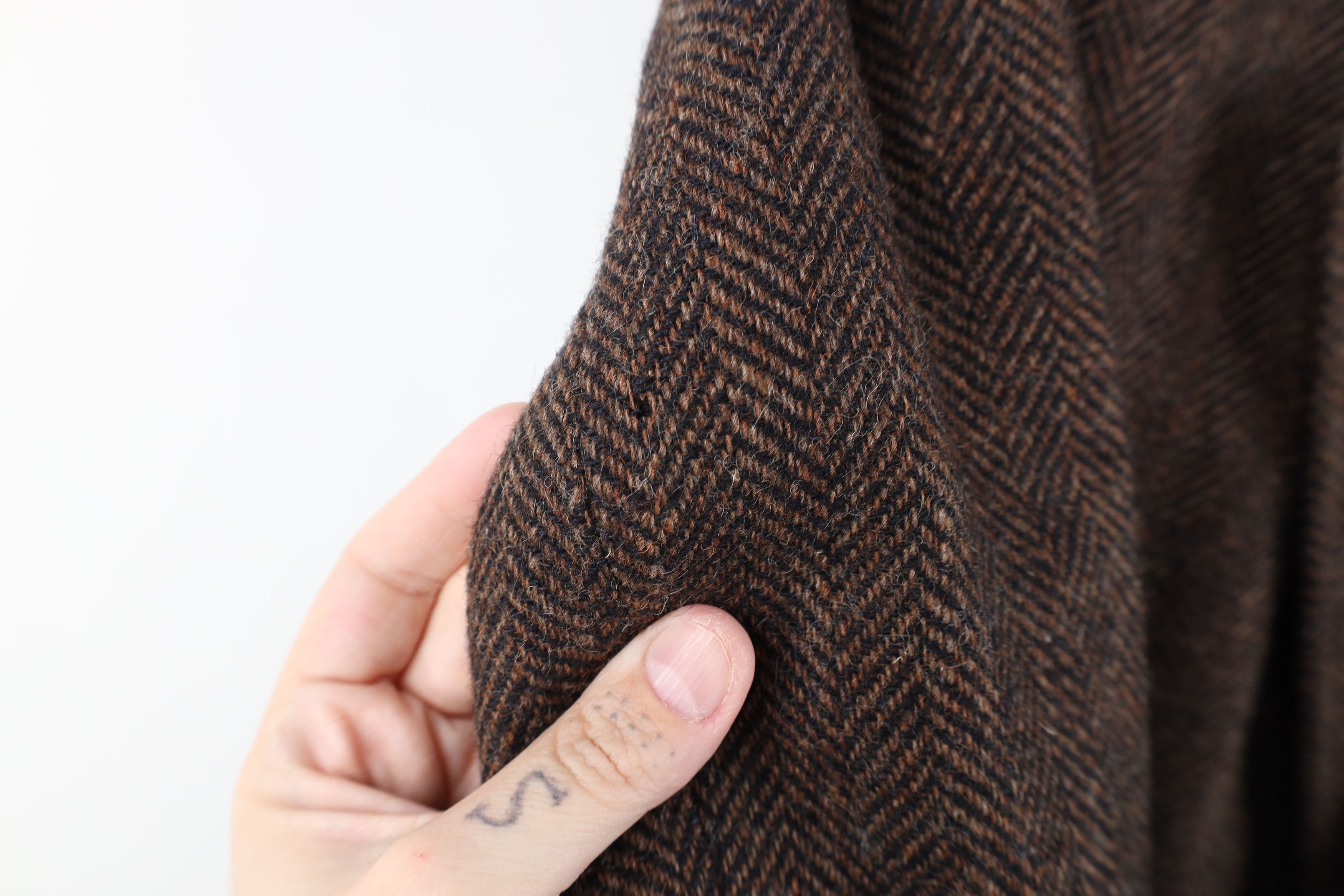 Vintage Vintage 90s Trim Wool Herringbone Blazer Jacket Brown USA Size L / US 10 / IT 46 - 5 Thumbnail