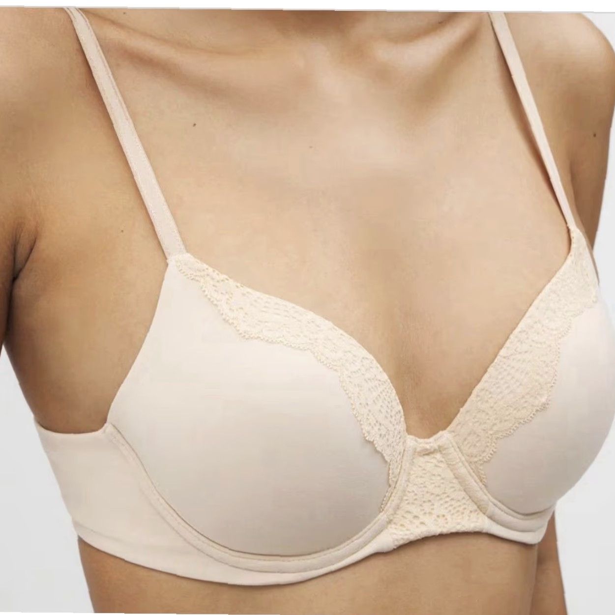 Vintage SOMA Embraceable Perfect Coverage Bra Crochet Lace Pale Sand 38 DDD Women Bra Size ONE SIZE - 5 Thumbnail