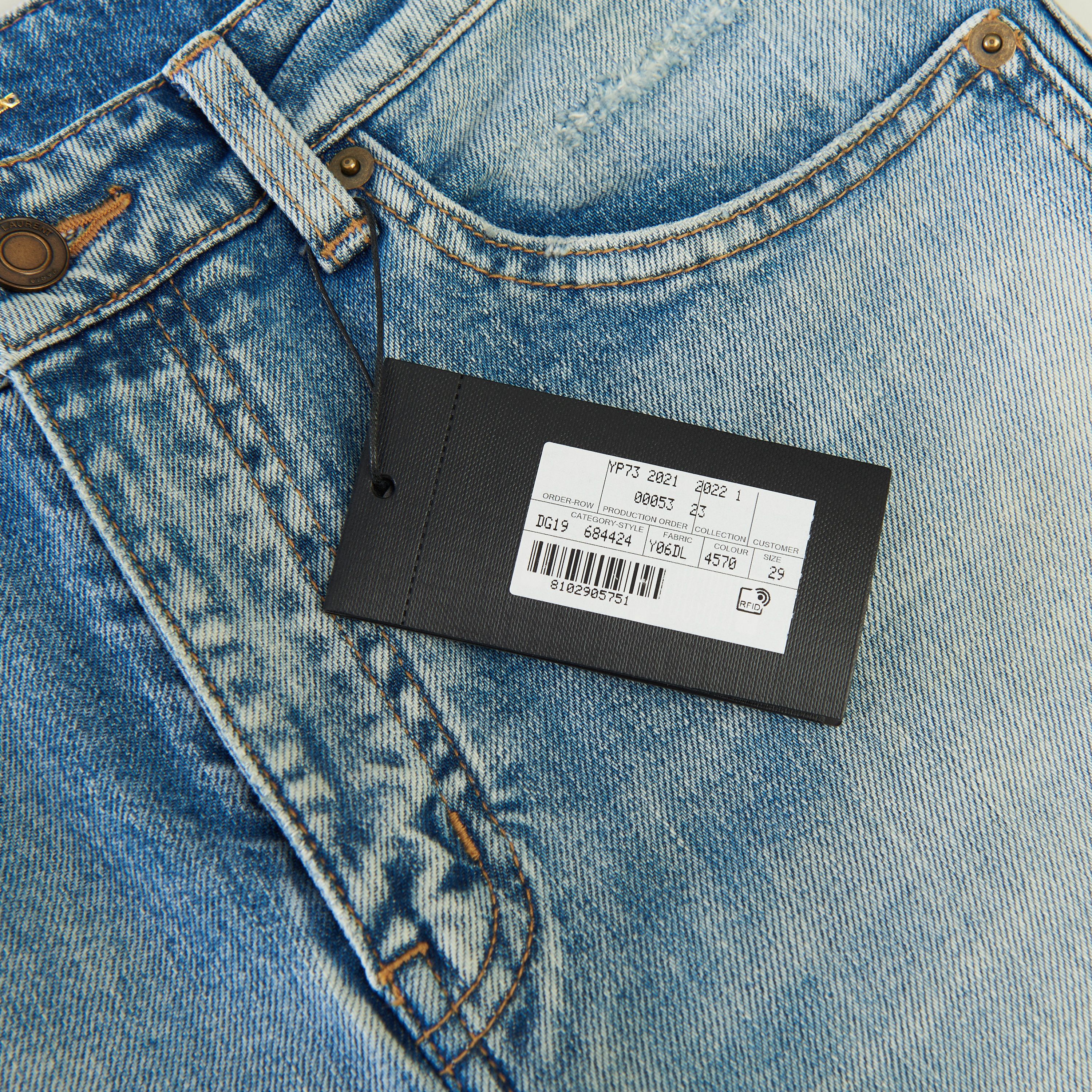 Saint Laurent Paris Skinny Mid-Waist Jeans In Santa Monica Blue Denim Size 29" - 12 Thumbnail