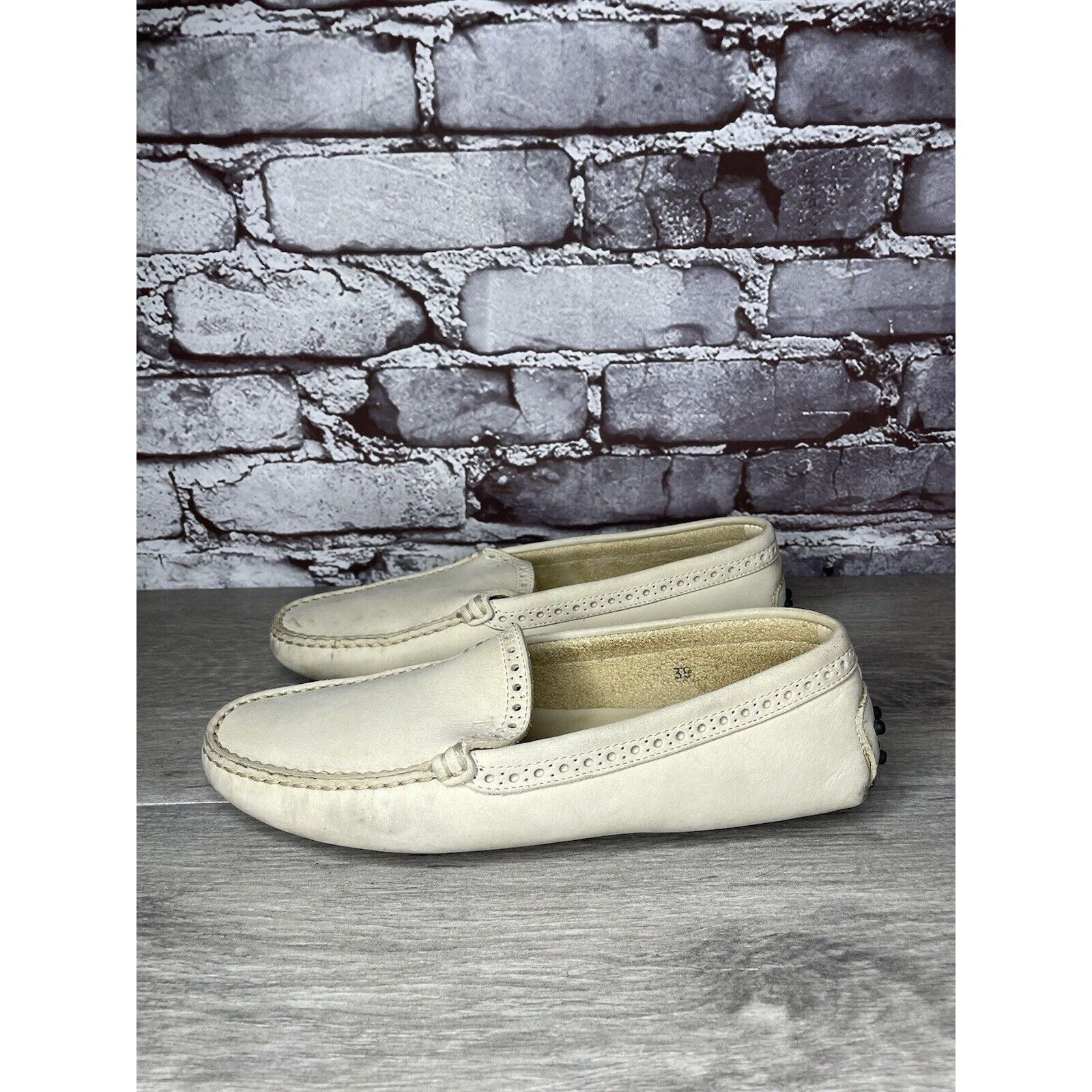 Tod's TOD'S Ivory Off White Suede Leather Moc Loafers Driving Shoe Size US 8 / IT 38 - 7 Thumbnail