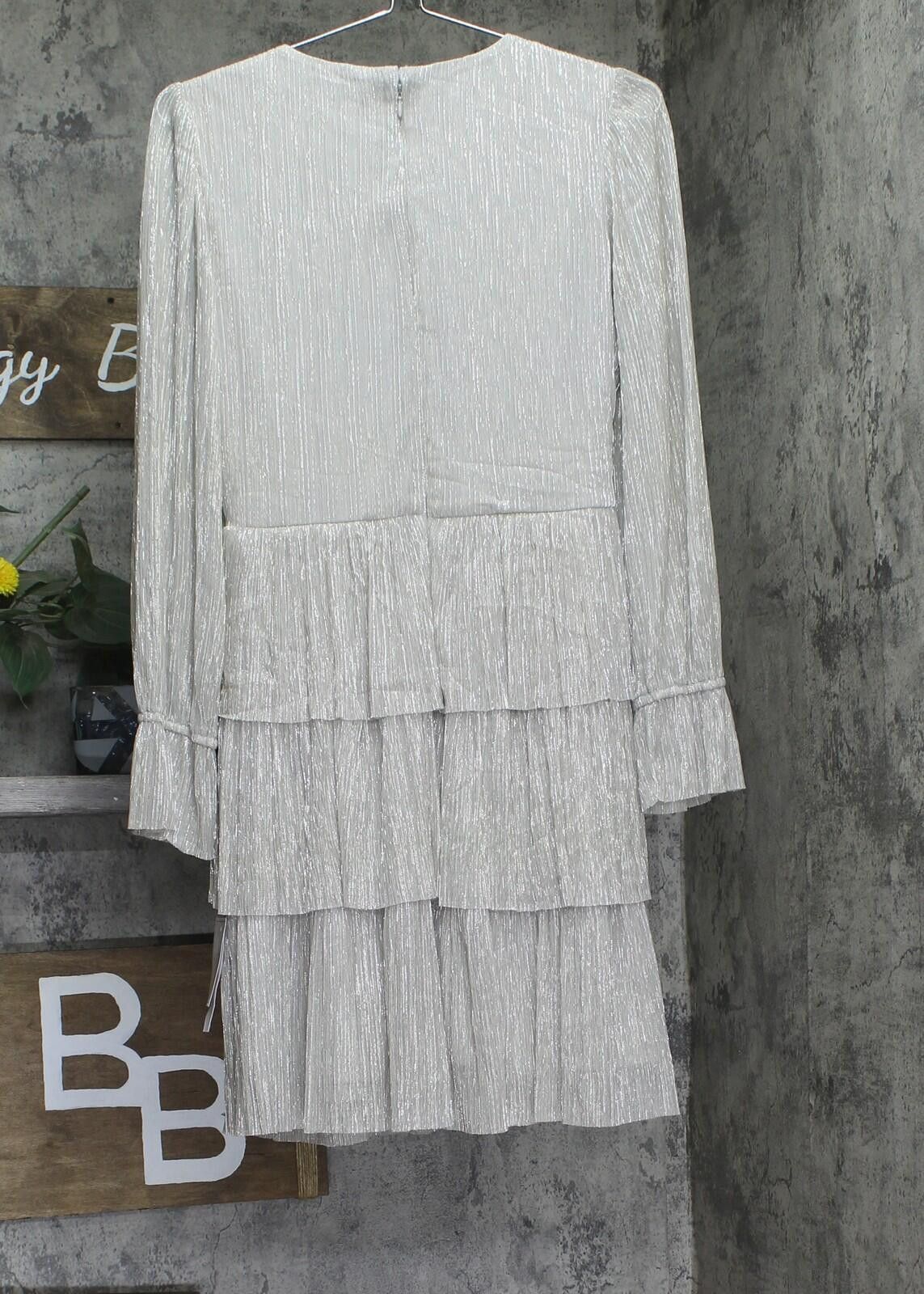 Other Nwt 1. State Tiered Fit & Flare Cocktail Dress Silver S Size S / US 4 / IT 40 - 2 Thumbnail