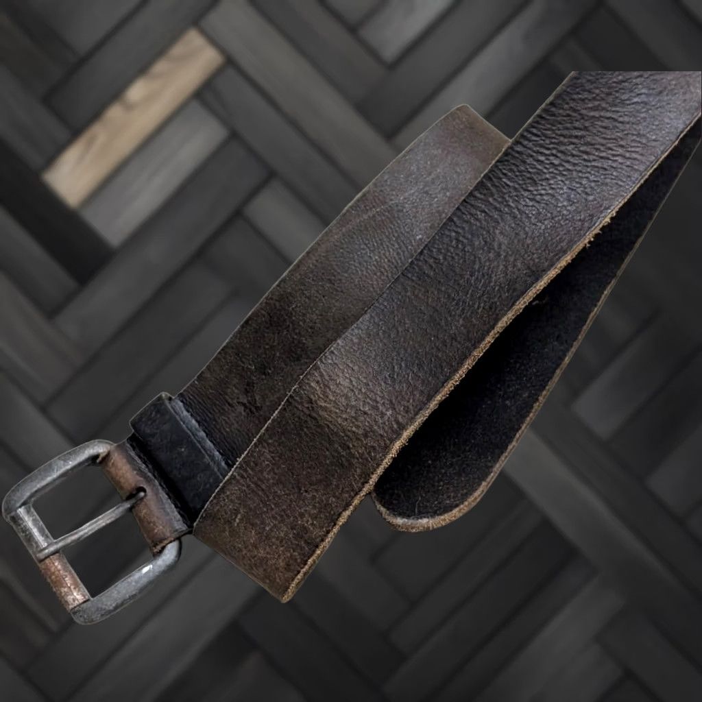 Vintage VINTAGE American Eagle leather belt 36 brown cowhide full grain Rustic Mens Belt Size 36 - 1 Thumbnail