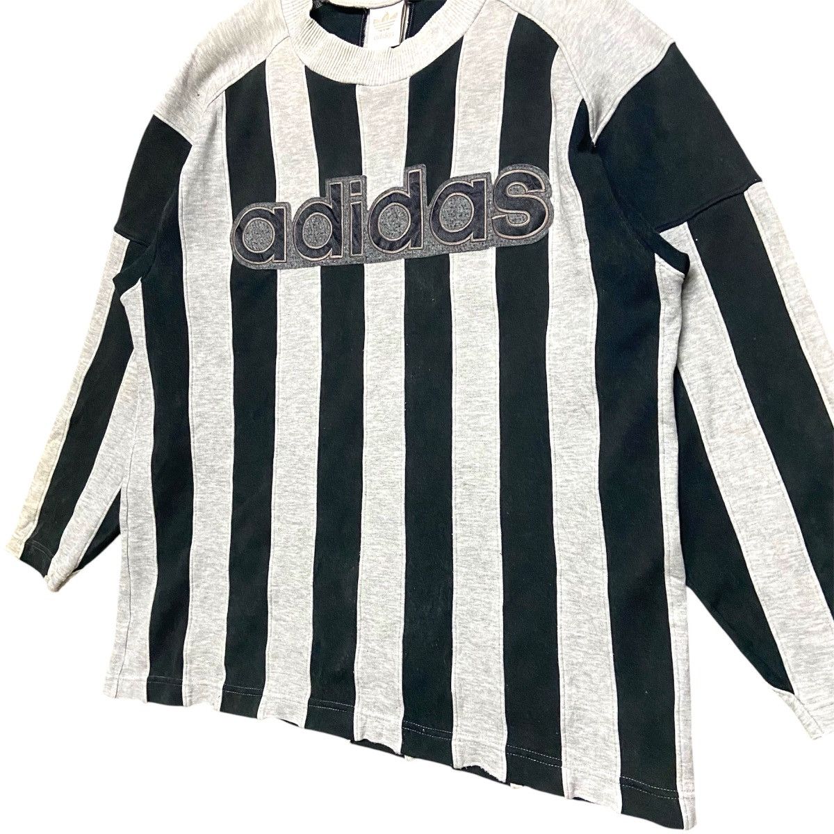 Adidas × Vintage Vintage 90s Adidas Striped Pullover Sweatshirt Size US L / EU 52-54 / 3 - 2 Thumbnail