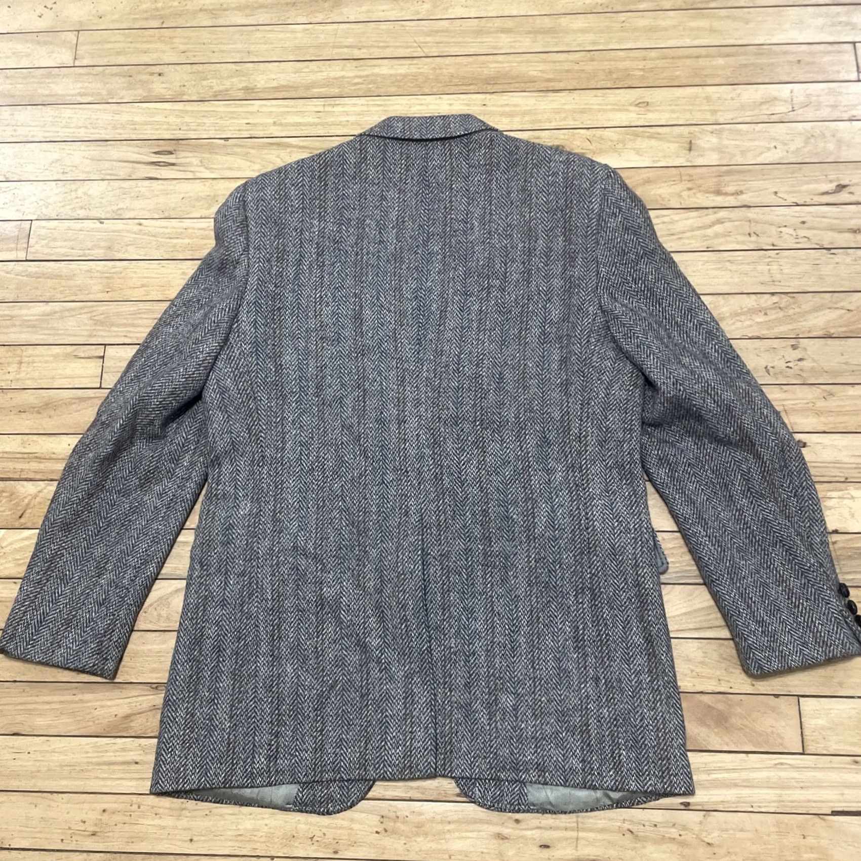Harris Tweed VINTAGE Harris Tweed Sport Coat Men 40 Gray Herringbone Wool 2 Piece Single-Breasted Notch Lapel 1960s USA Brown/Blue/Orange Stripe Mens Size US XXS / EU 40 - 2 Thumbnail